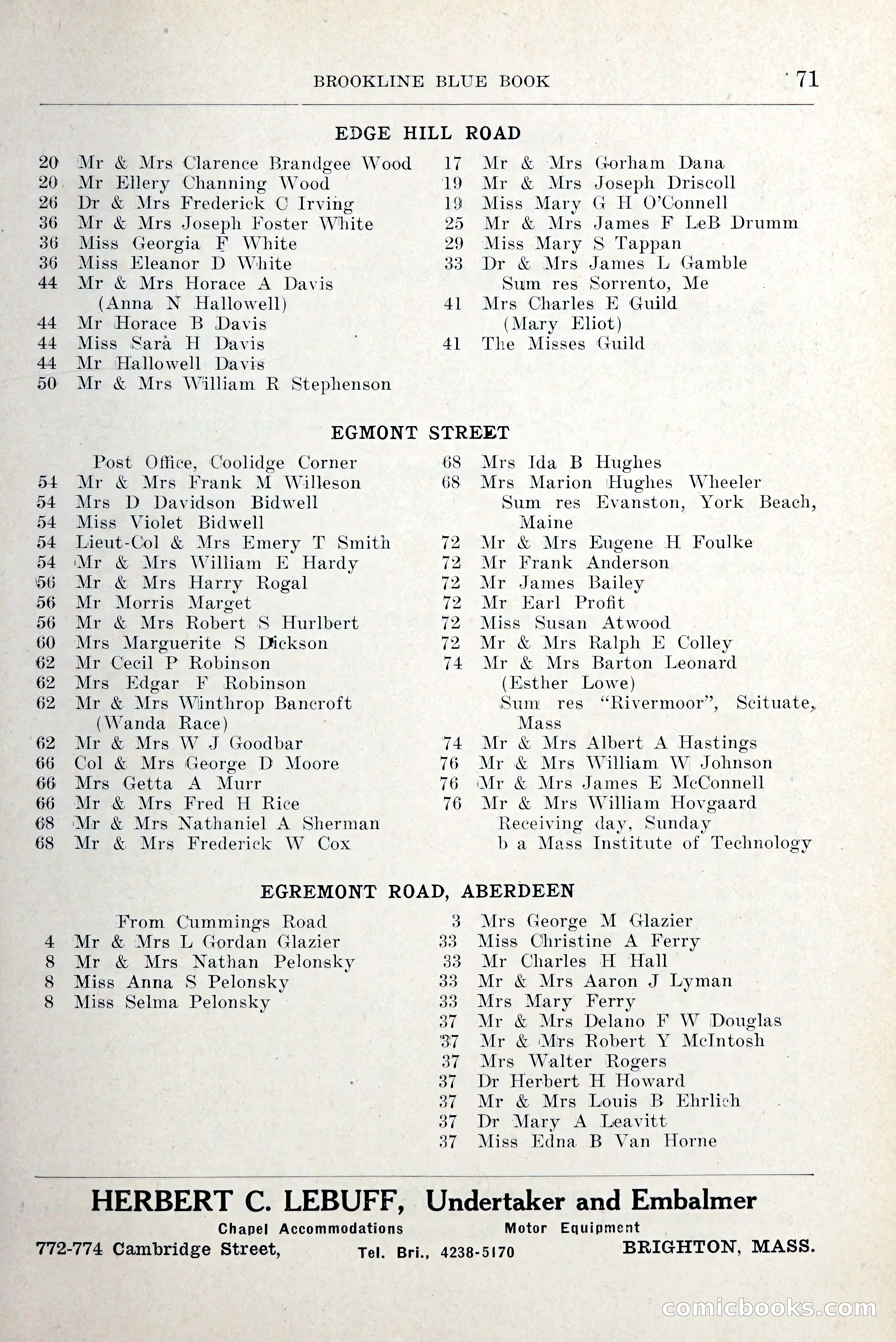 Blue Book of Brookline and Longwood — page 110 of 349