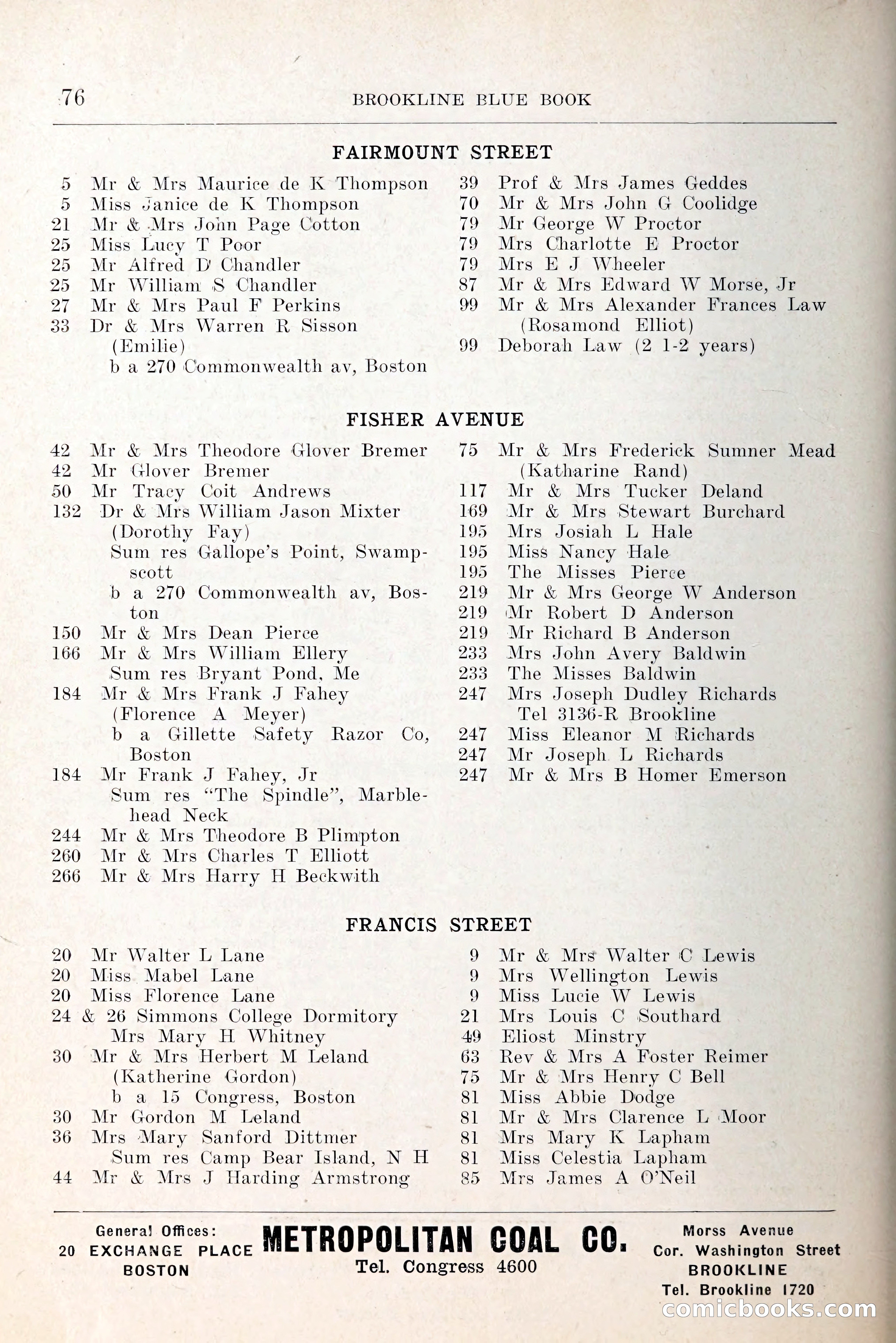 Blue Book of Brookline and Longwood — page 115 of 349