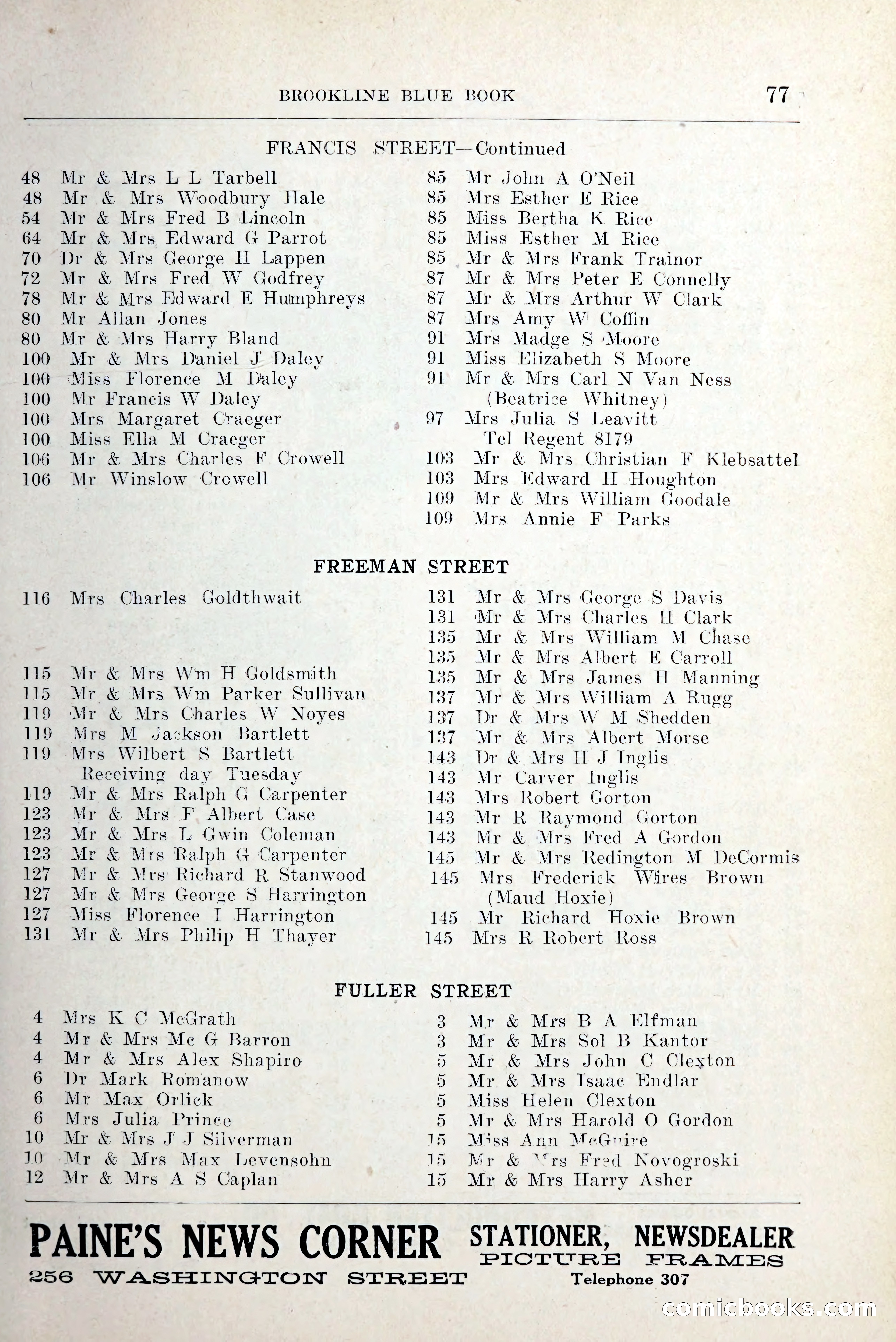 Blue Book of Brookline and Longwood — page 116 of 349