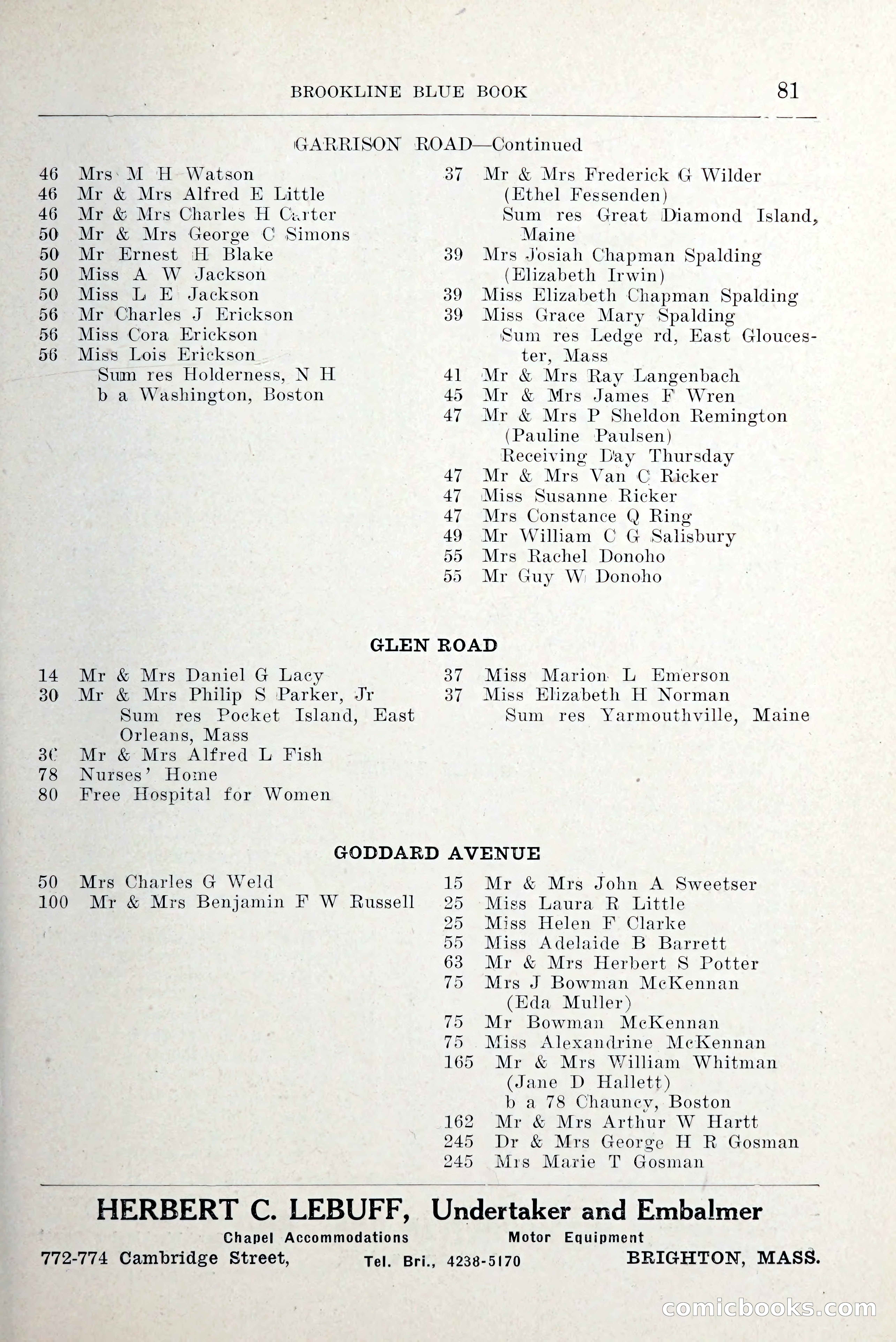 Blue Book of Brookline and Longwood — page 122 of 349