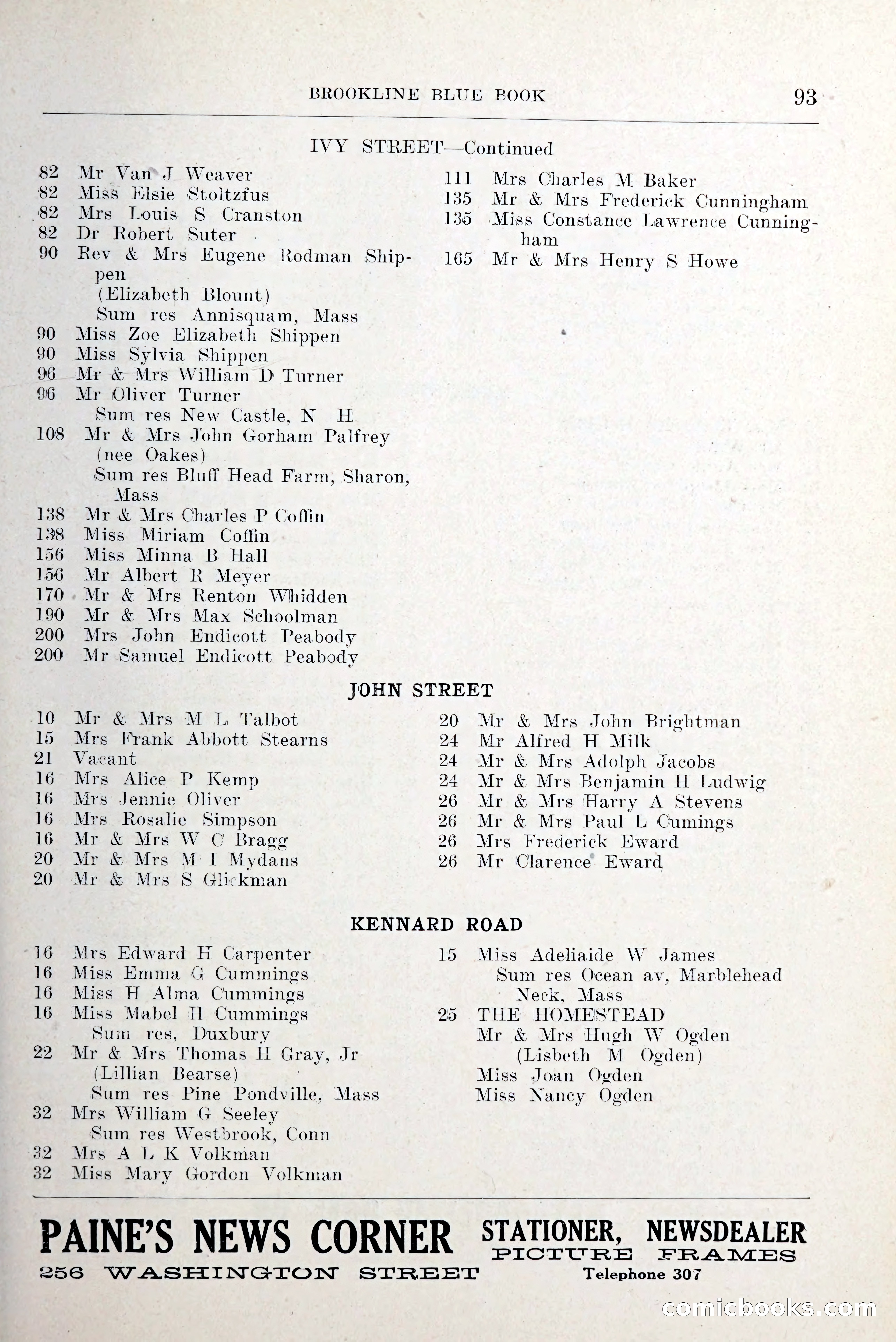 Blue Book of Brookline and Longwood — page 134 of 349