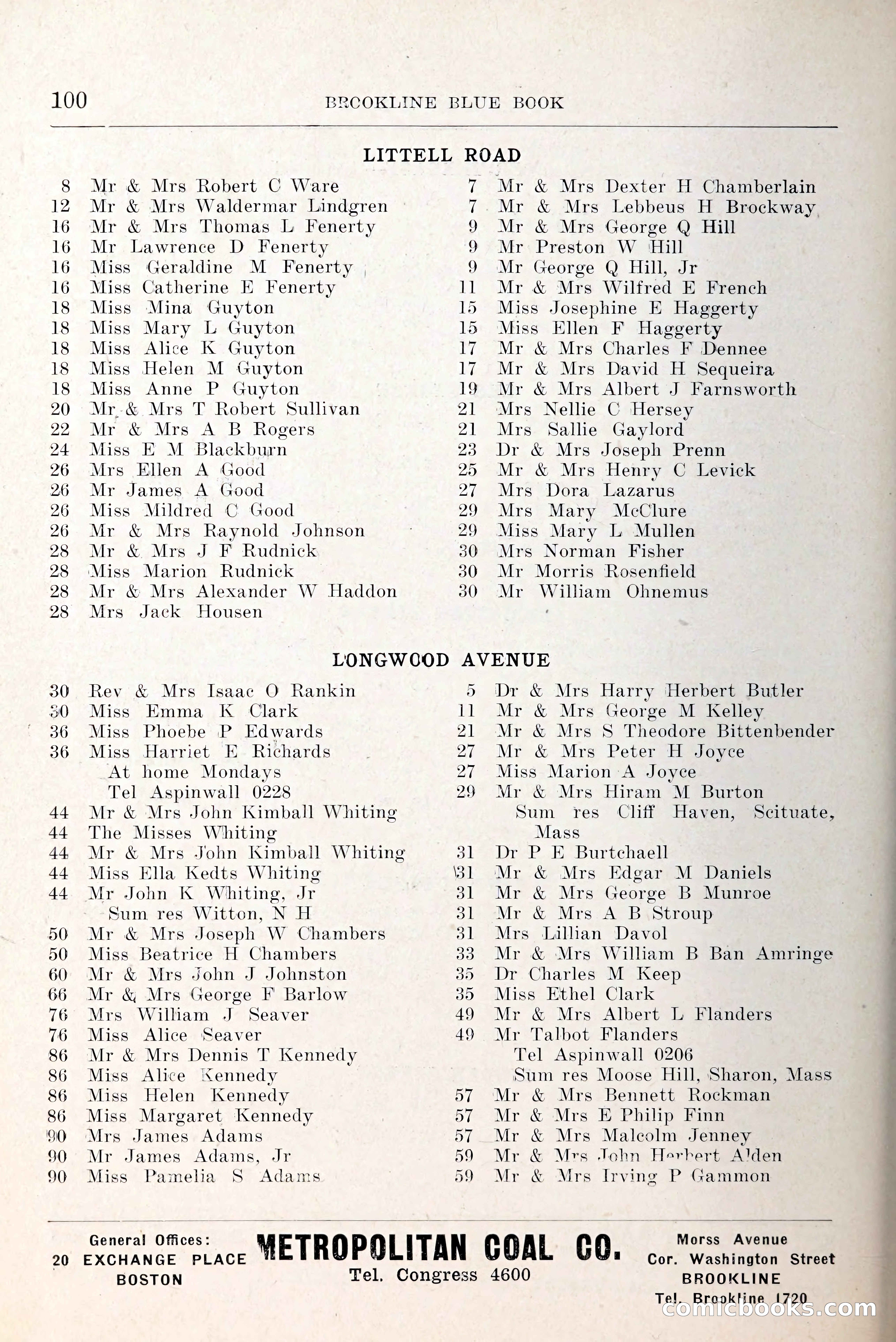 Blue Book of Brookline and Longwood — page 141 of 349