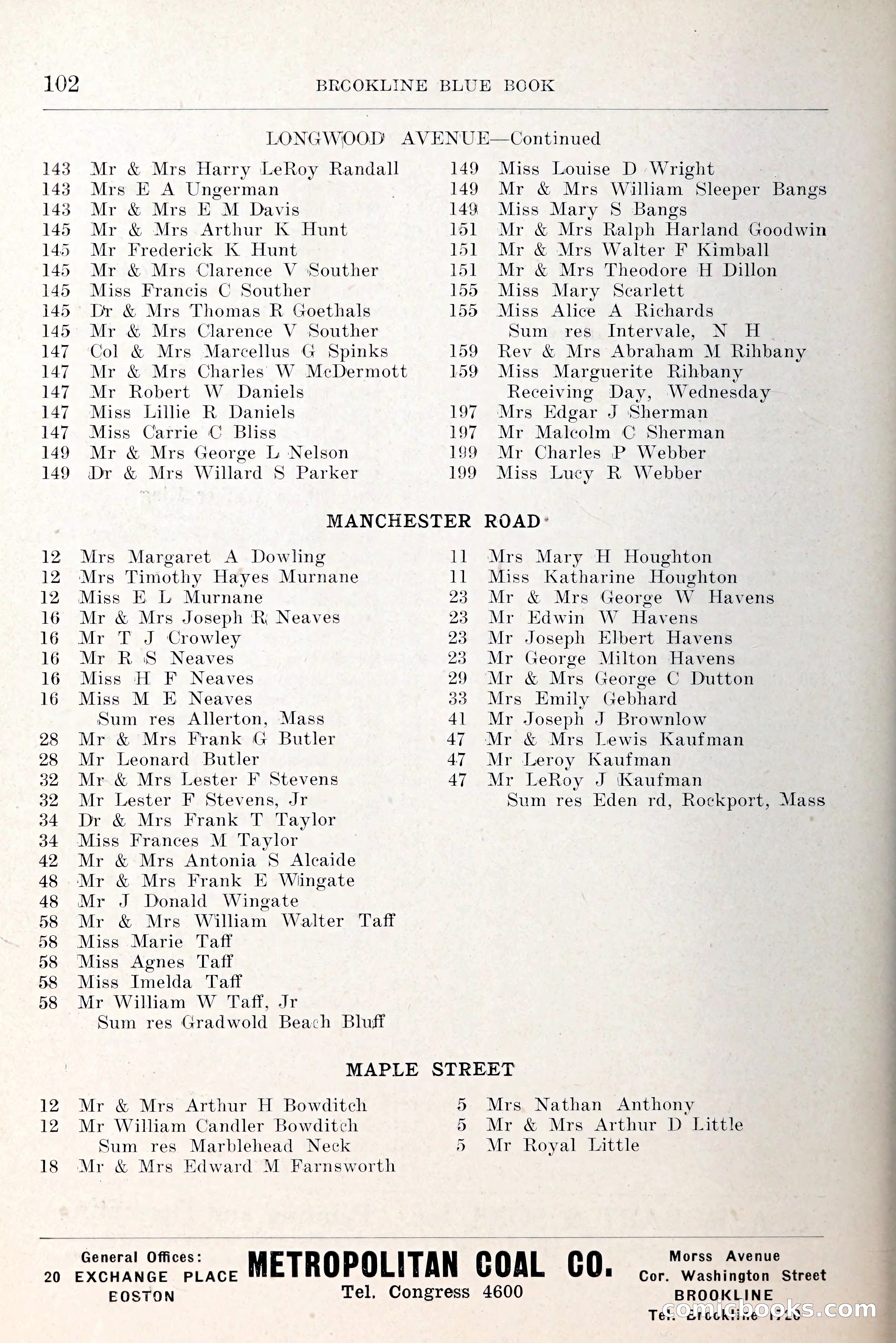 Blue Book of Brookline and Longwood — page 143 of 349
