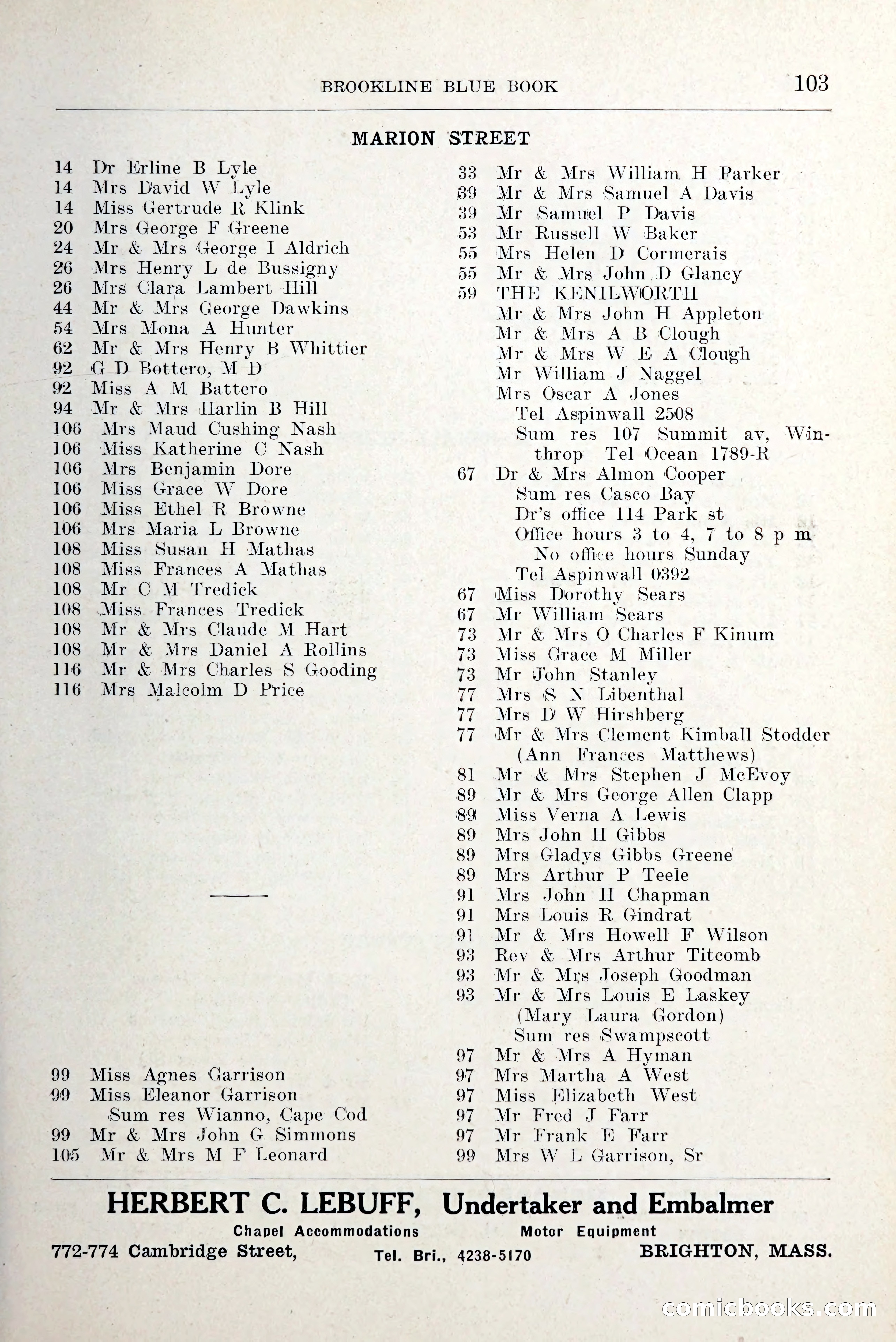 Blue Book of Brookline and Longwood — page 144 of 349