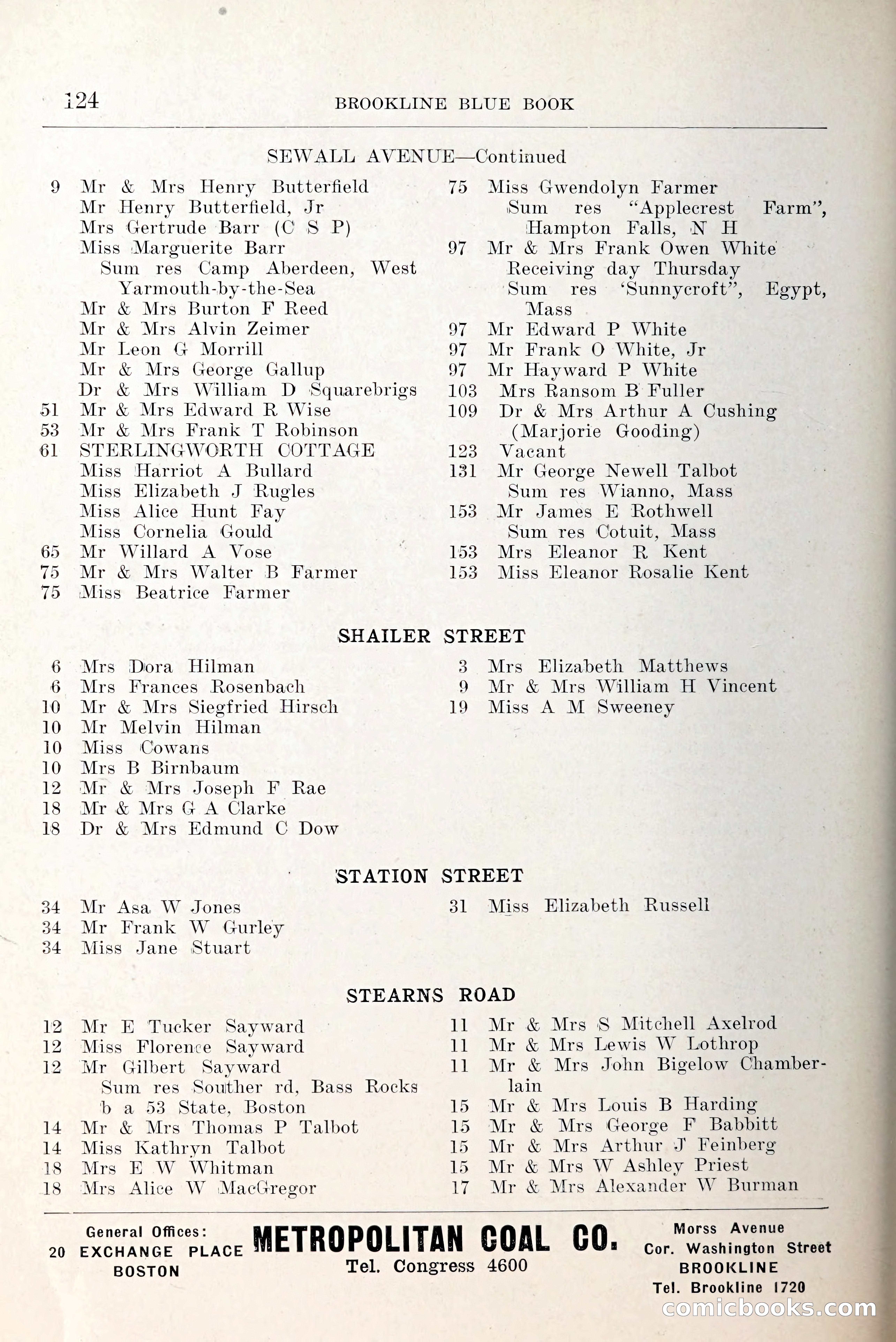 Blue Book of Brookline and Longwood — page 165 of 349