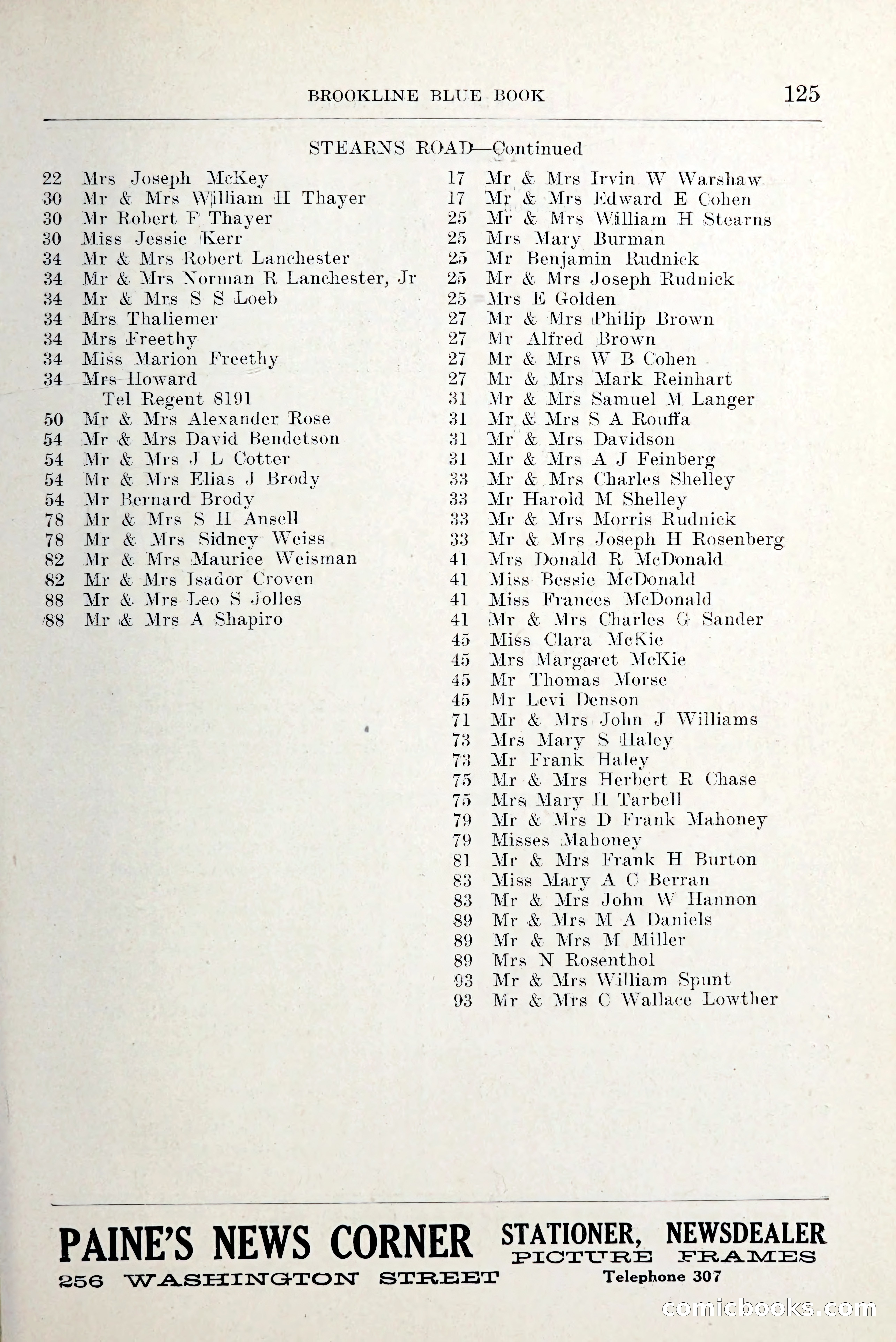 Blue Book of Brookline and Longwood — page 166 of 349
