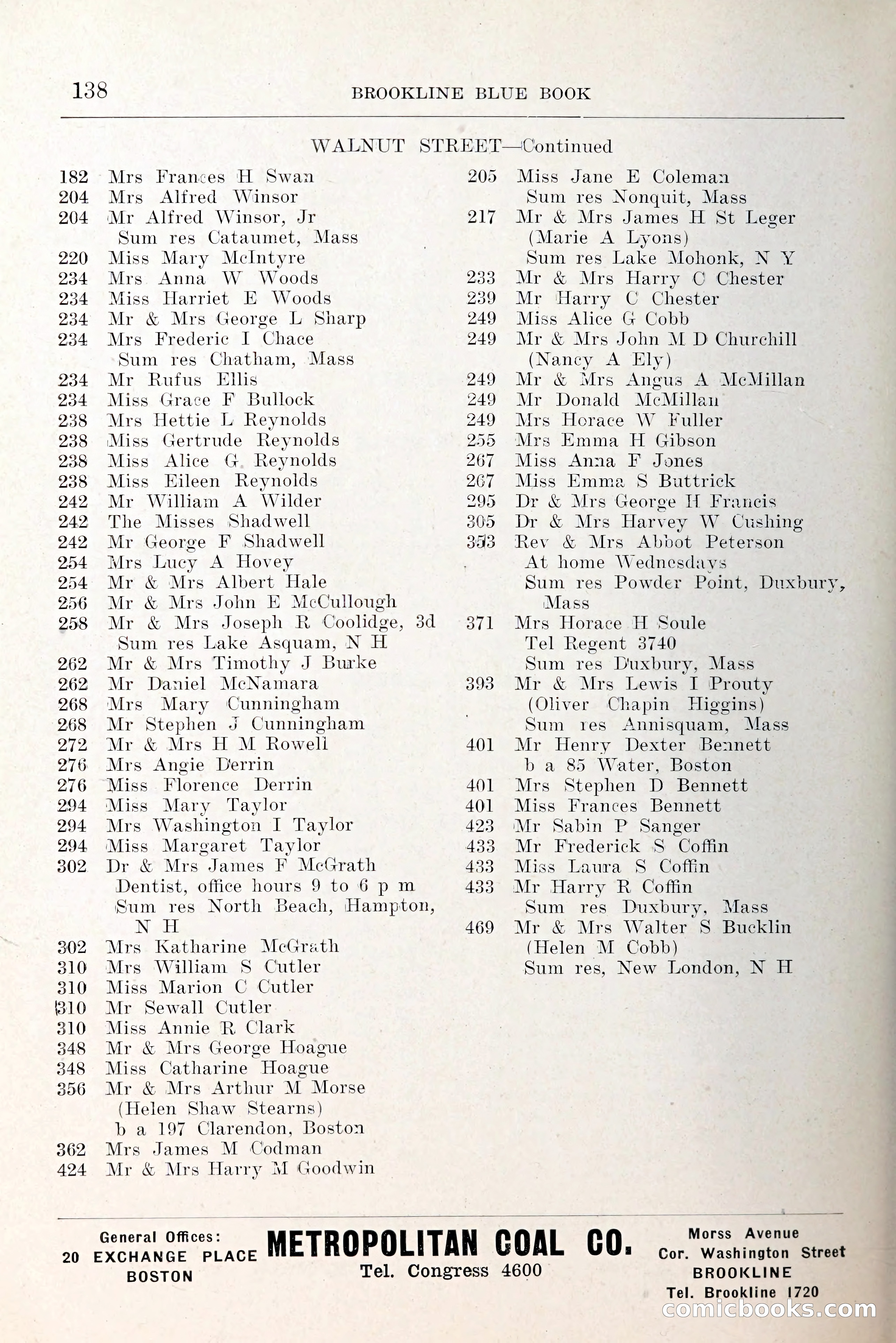 Blue Book of Brookline and Longwood — page 181 of 349