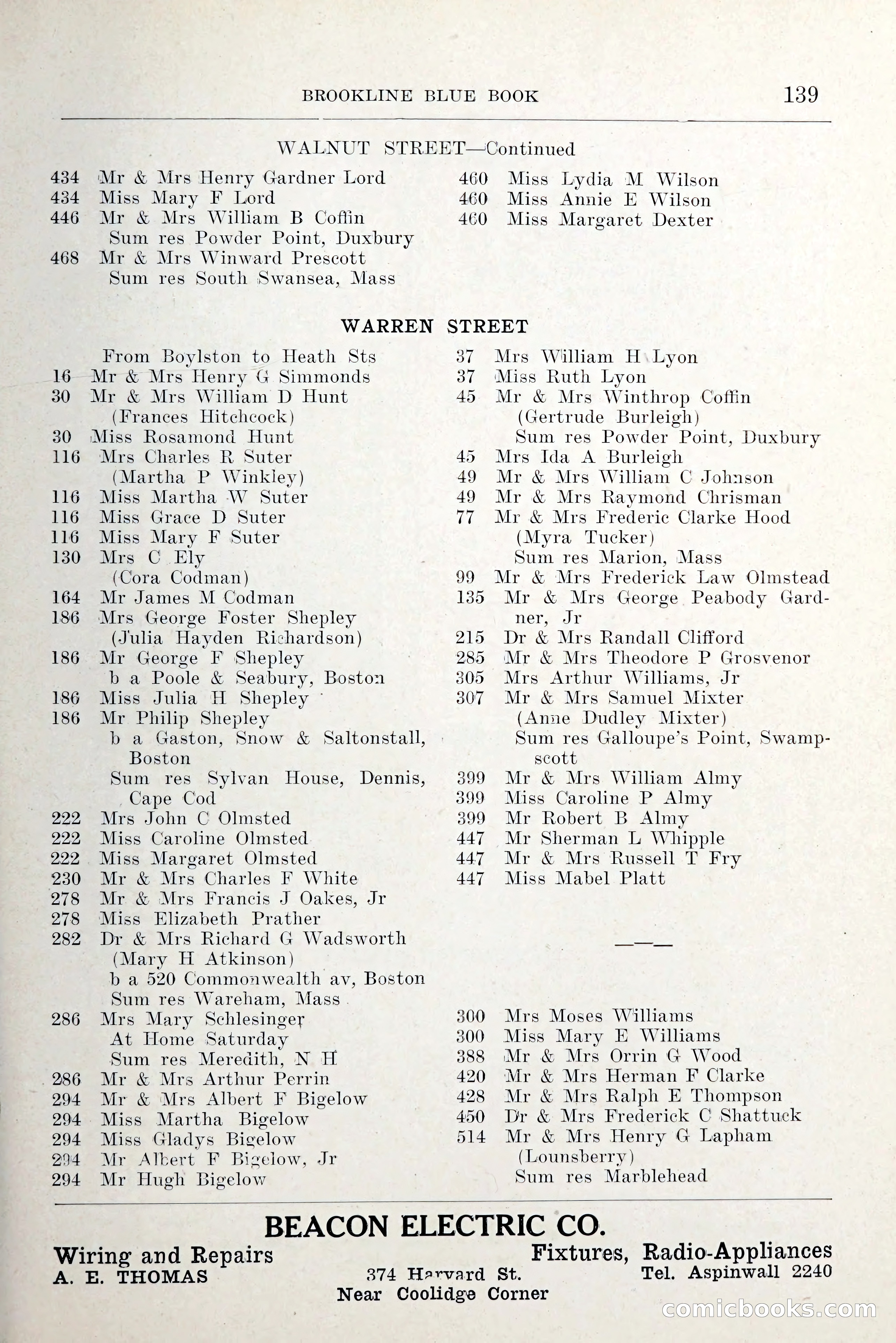Blue Book of Brookline and Longwood — page 182 of 349
