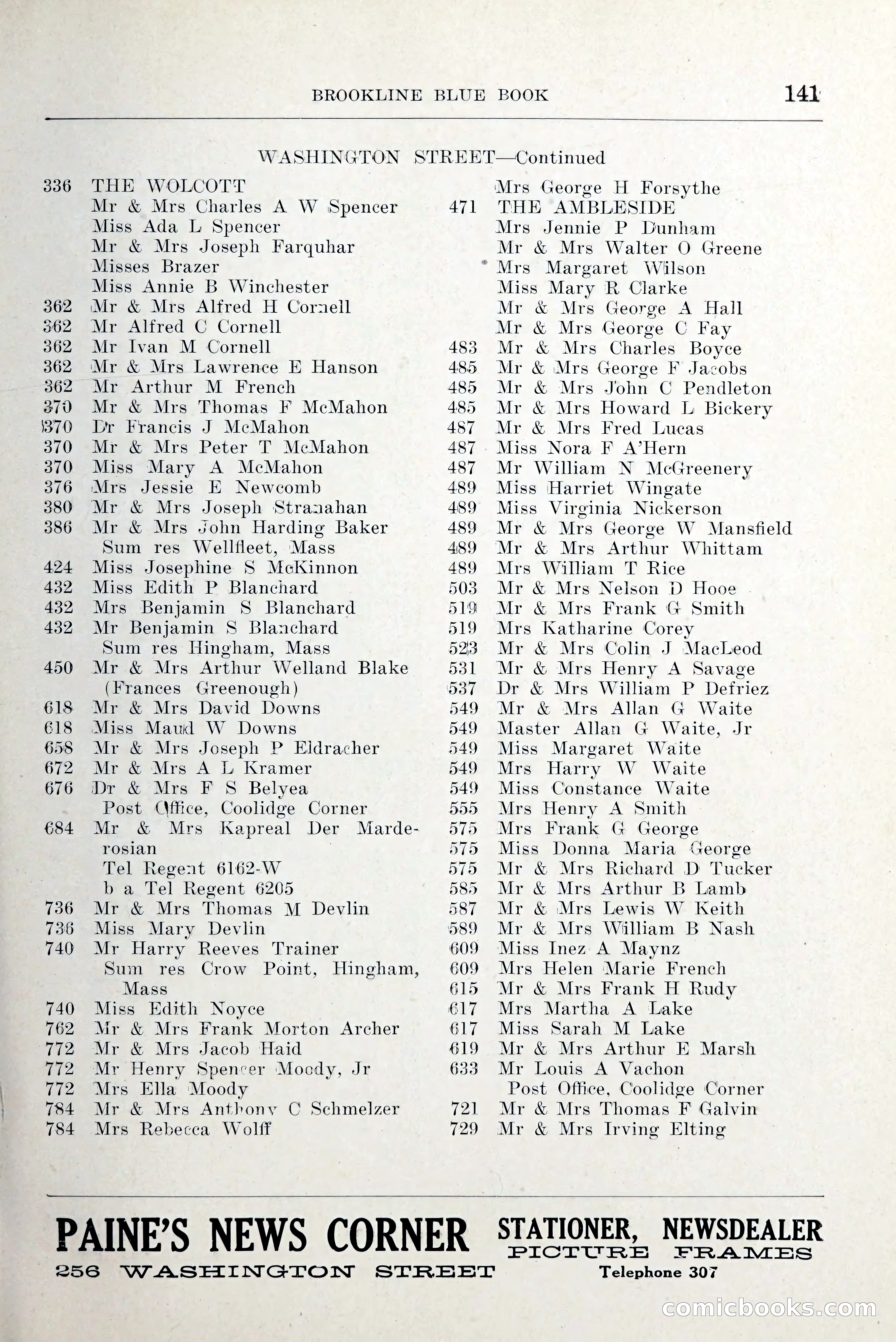 Blue Book of Brookline and Longwood — page 184 of 349