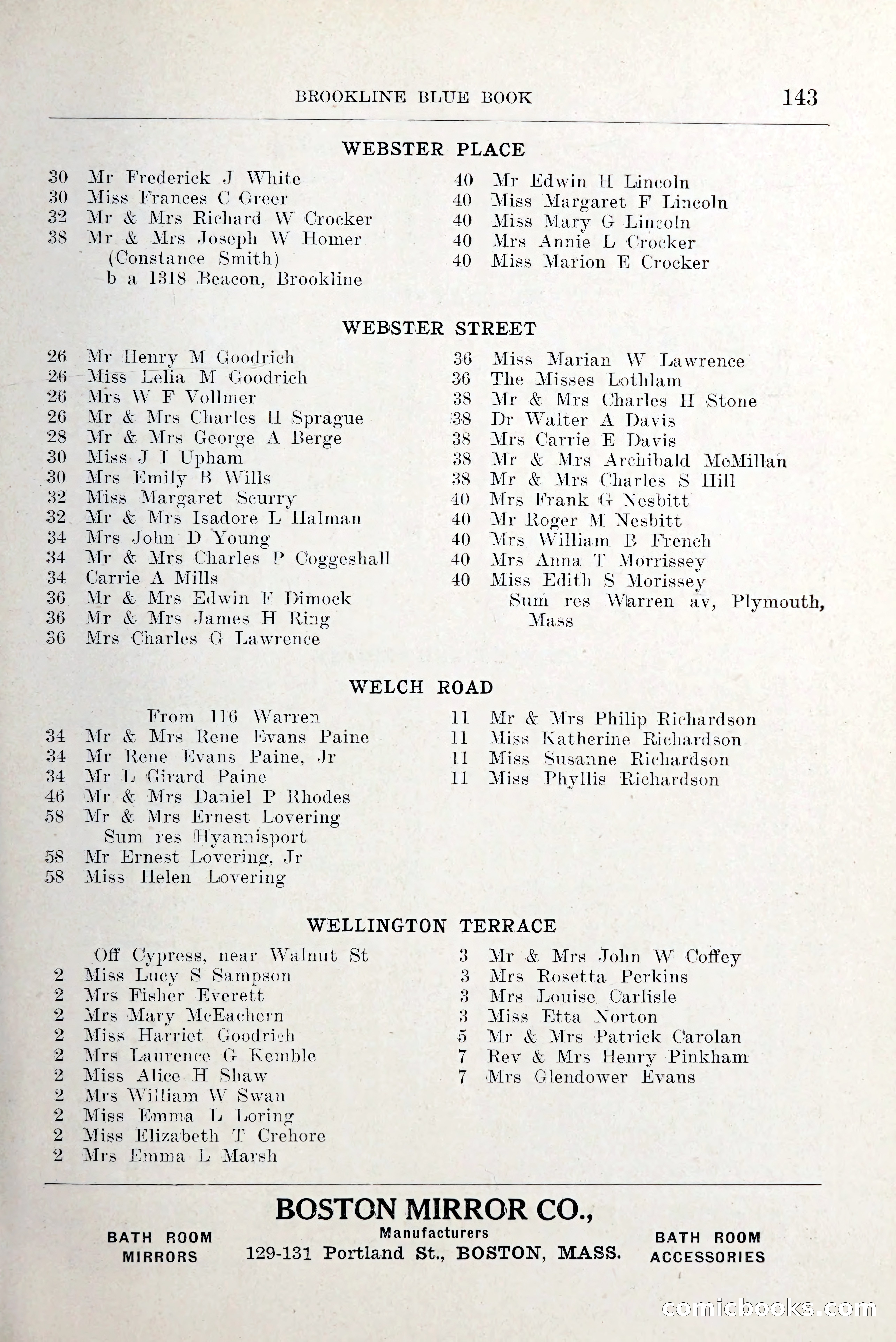 Blue Book of Brookline and Longwood — page 186 of 349
