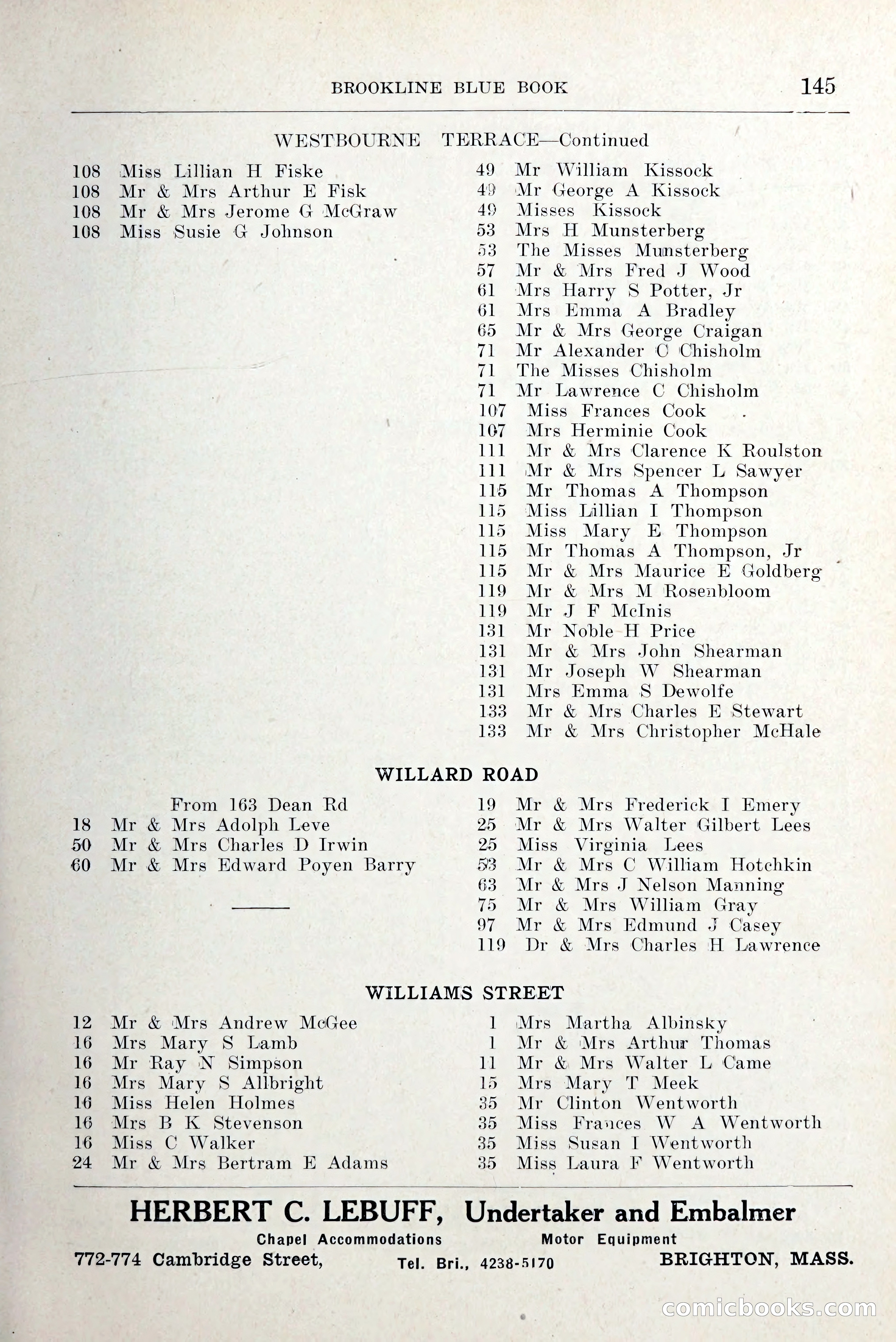 Blue Book of Brookline and Longwood — page 188 of 349