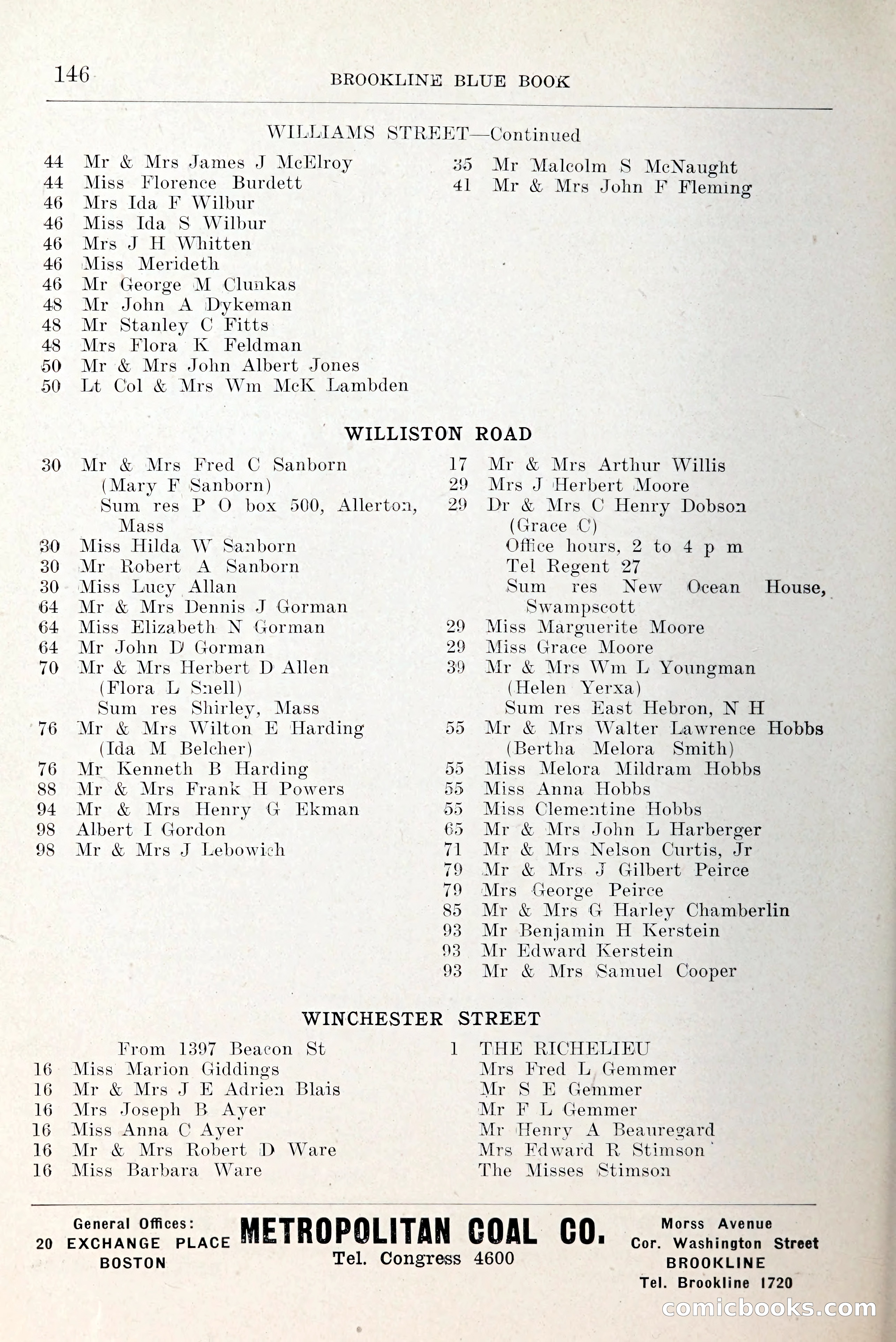 Blue Book of Brookline and Longwood — page 189 of 349