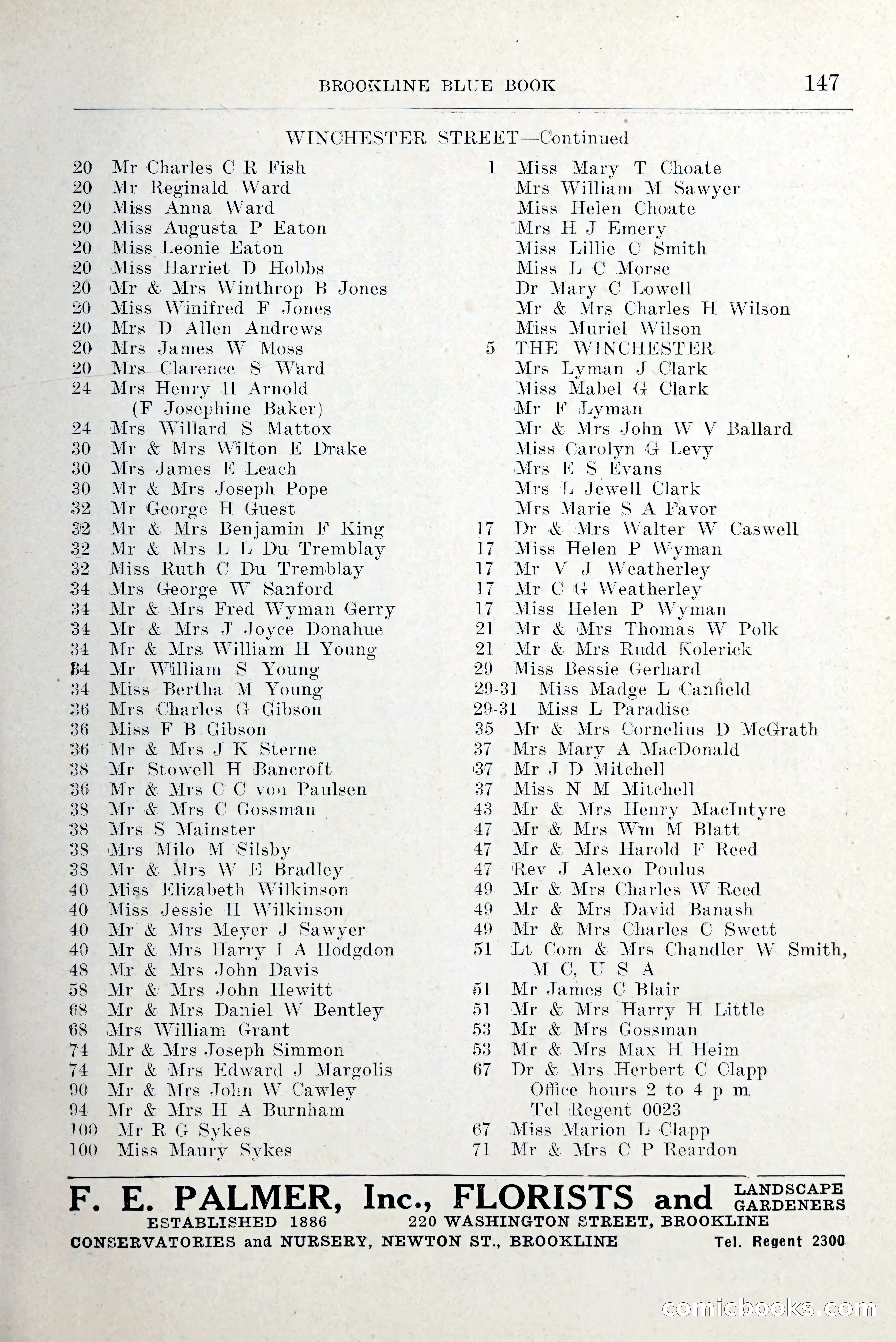 Blue Book of Brookline and Longwood — page 190 of 349