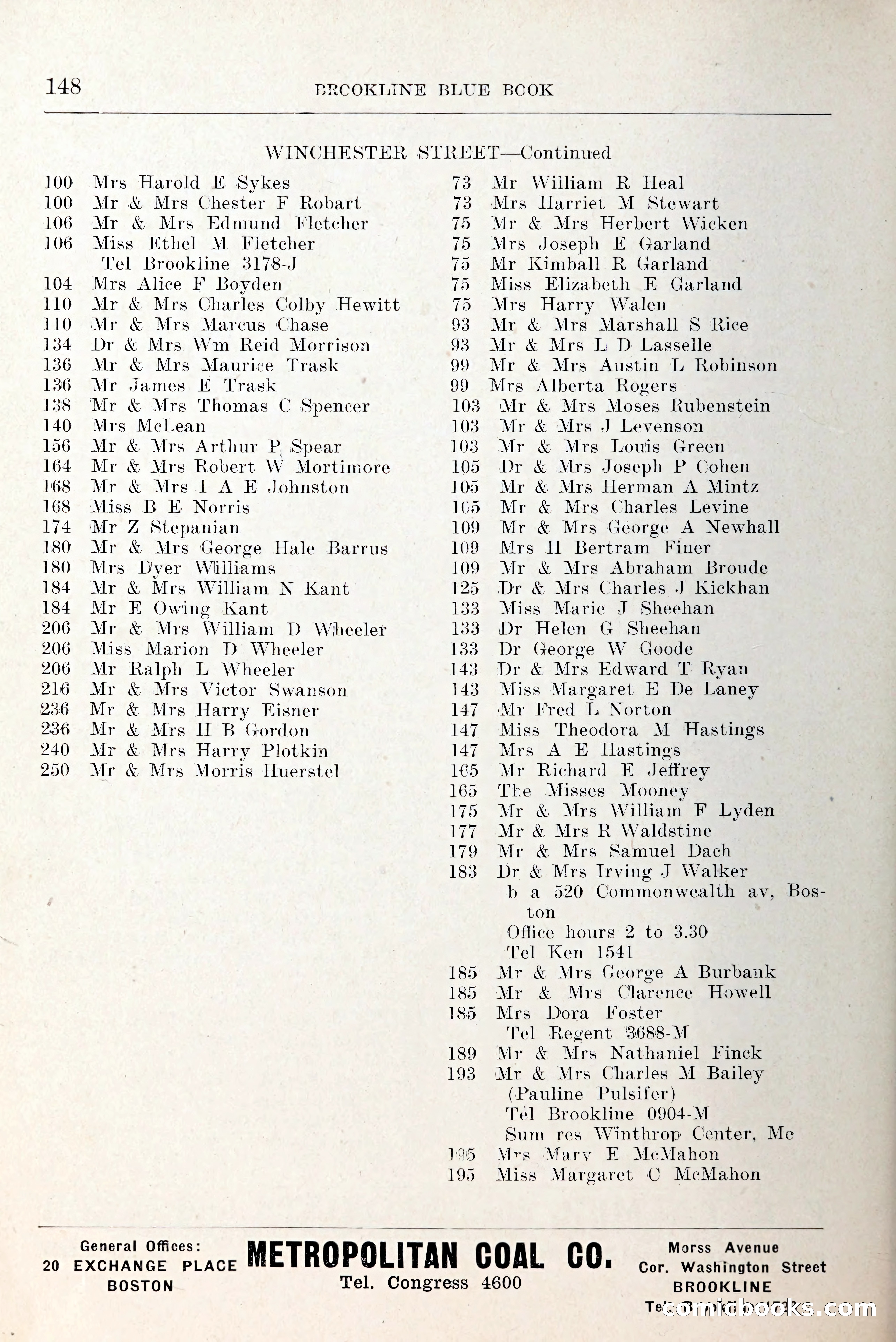 Blue Book of Brookline and Longwood — page 191 of 349