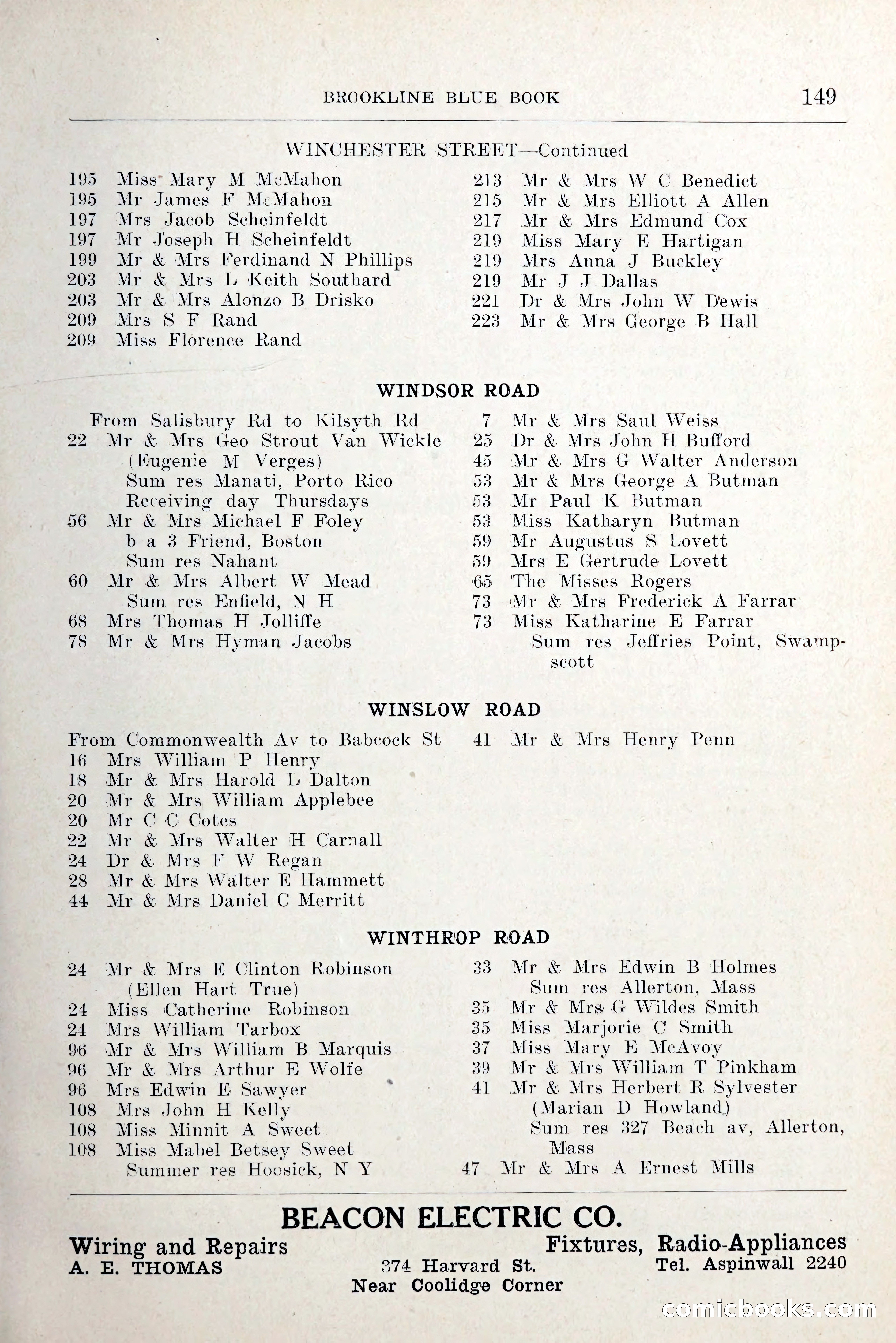 Blue Book of Brookline and Longwood — page 192 of 349