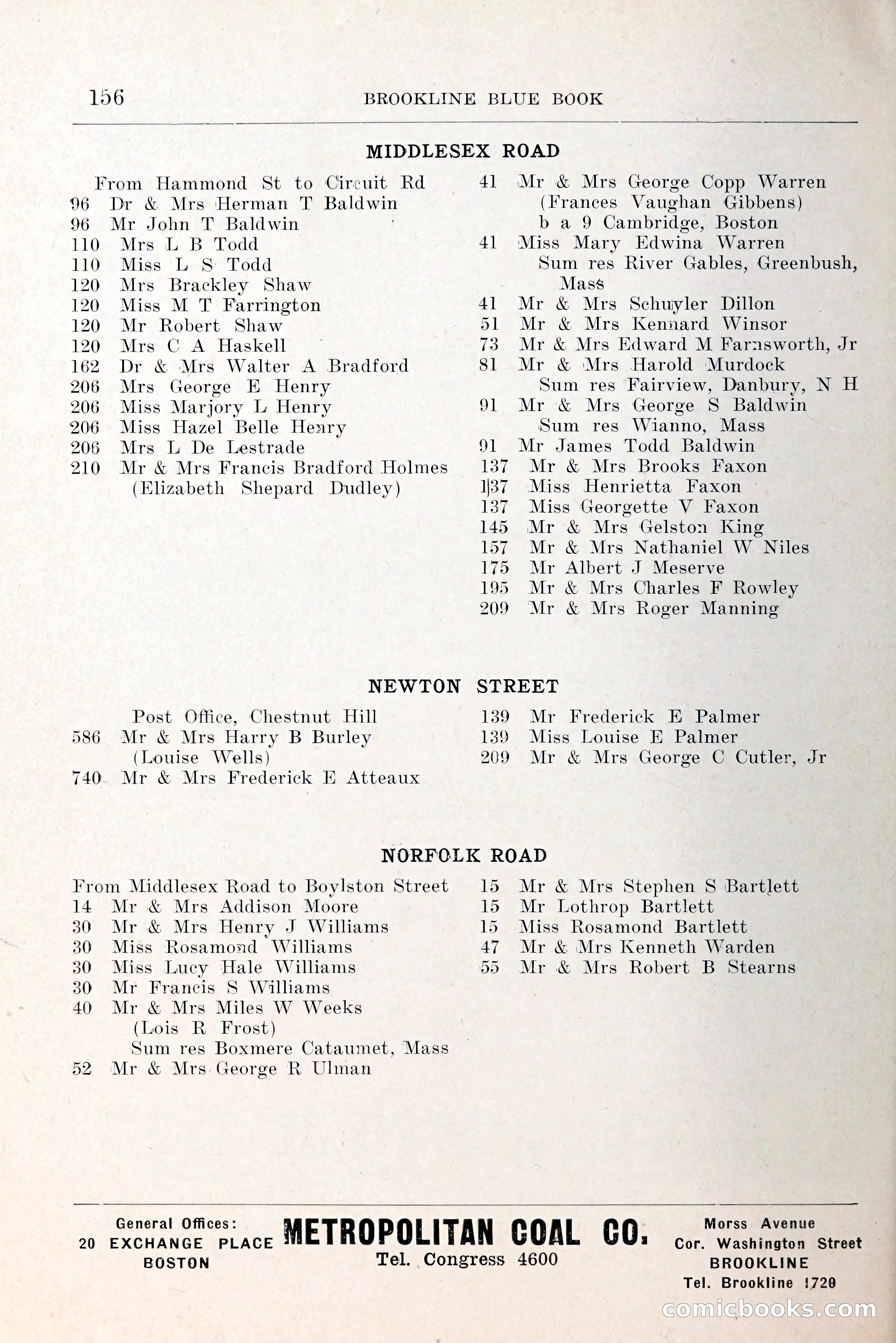 Blue Book of Brookline and Longwood — page 203 of 349