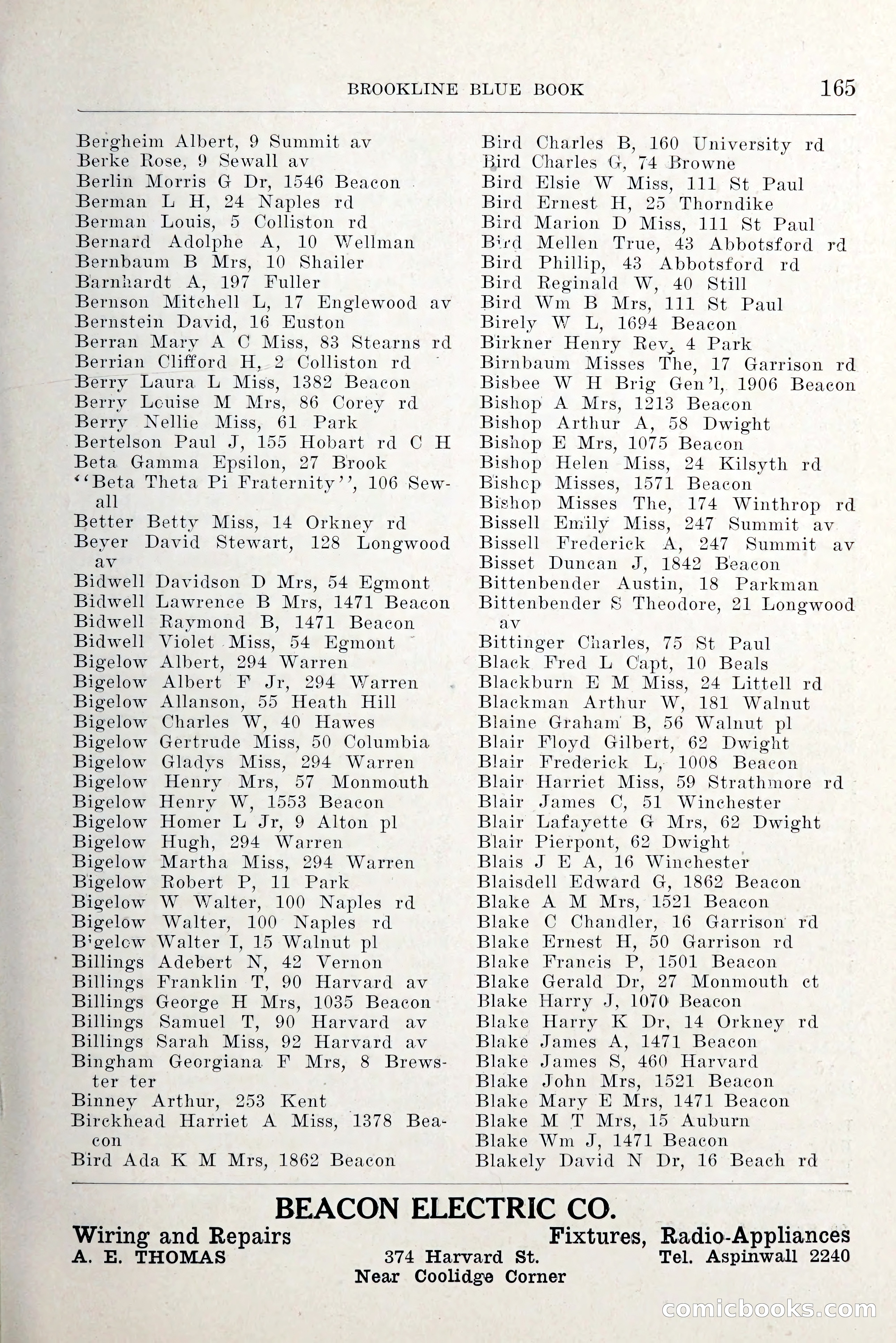 Blue Book of Brookline and Longwood — page 212 of 349