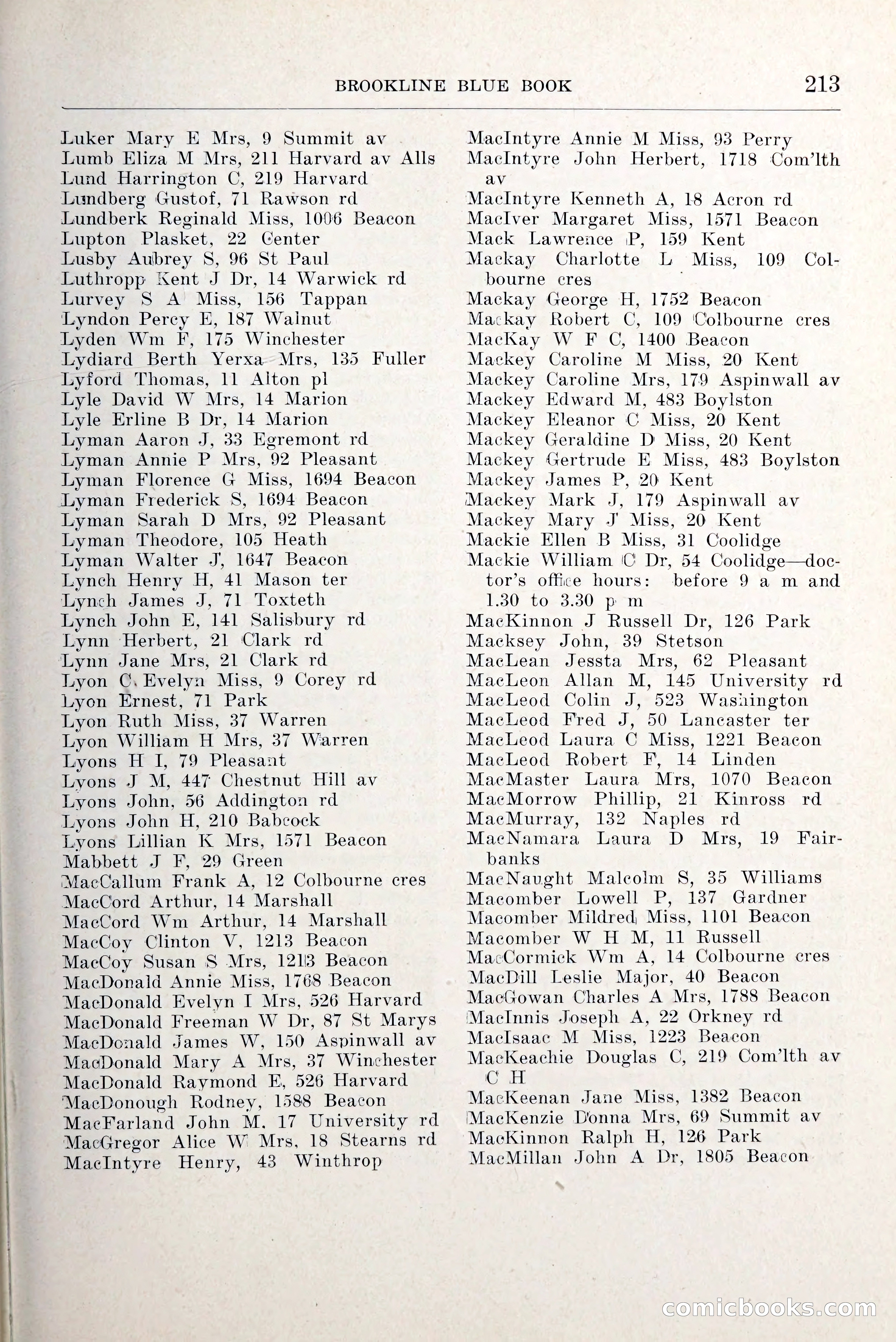 Blue Book of Brookline and Longwood — page 260 of 349
