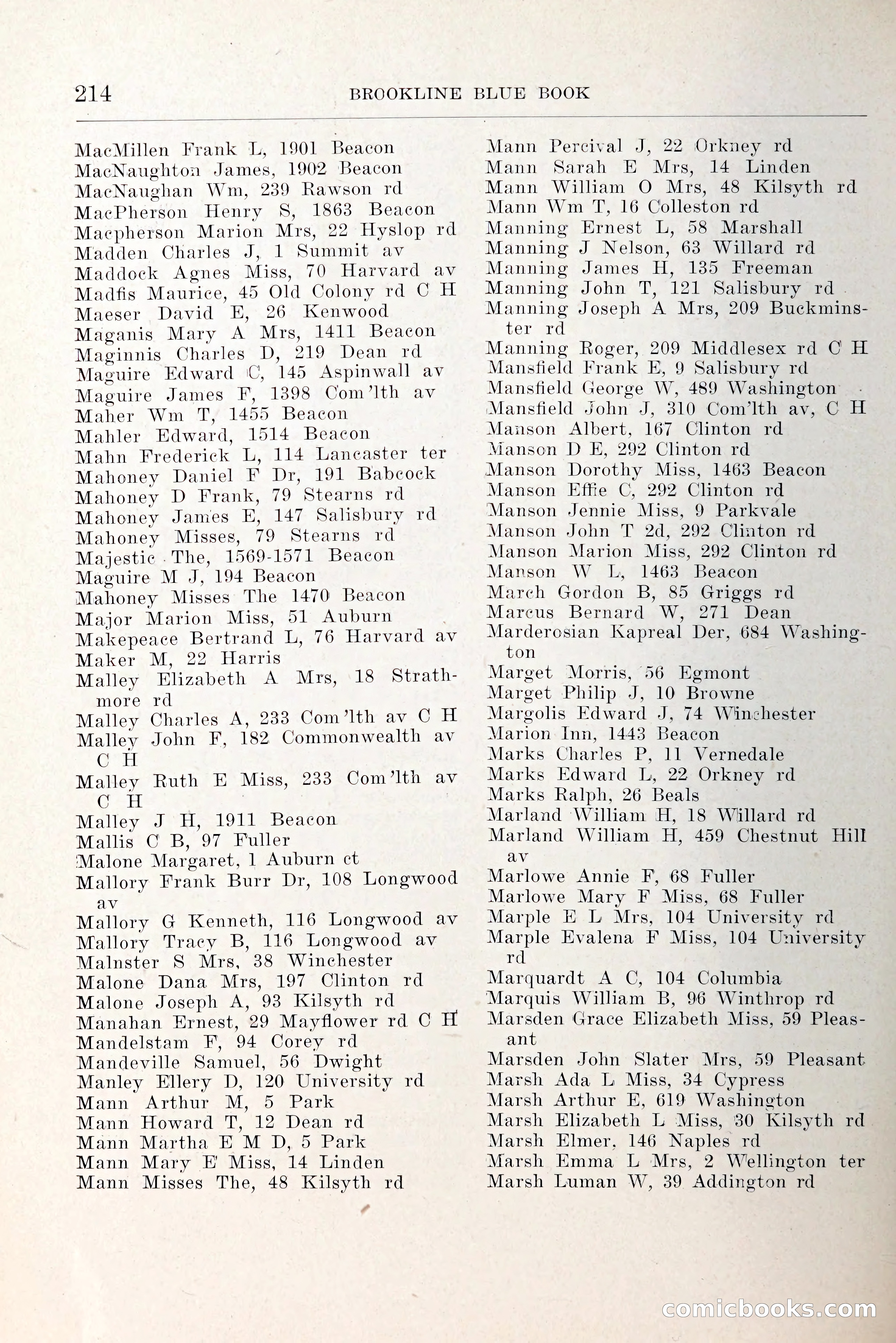 Blue Book of Brookline and Longwood — page 261 of 349