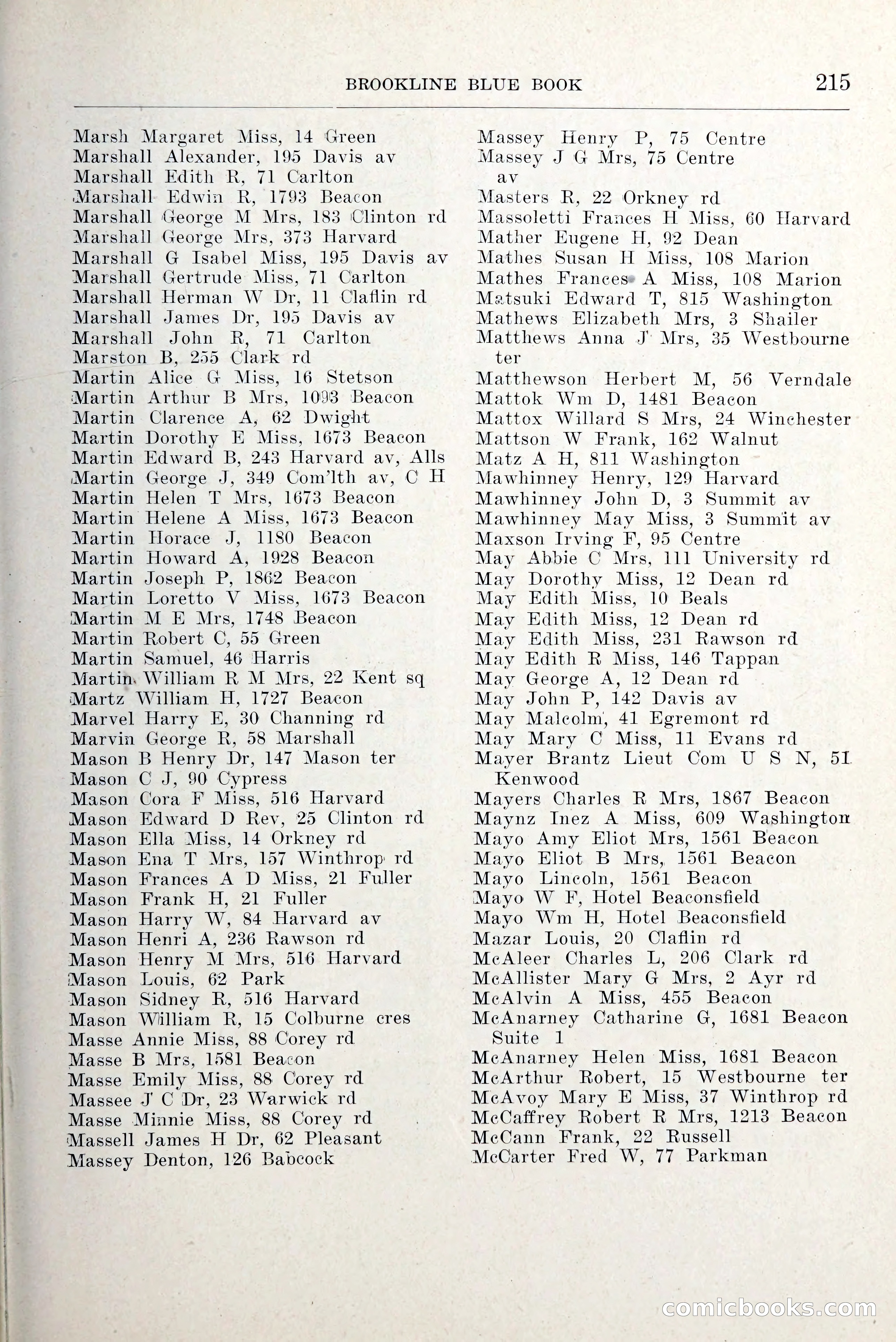 Blue Book of Brookline and Longwood — page 262 of 349