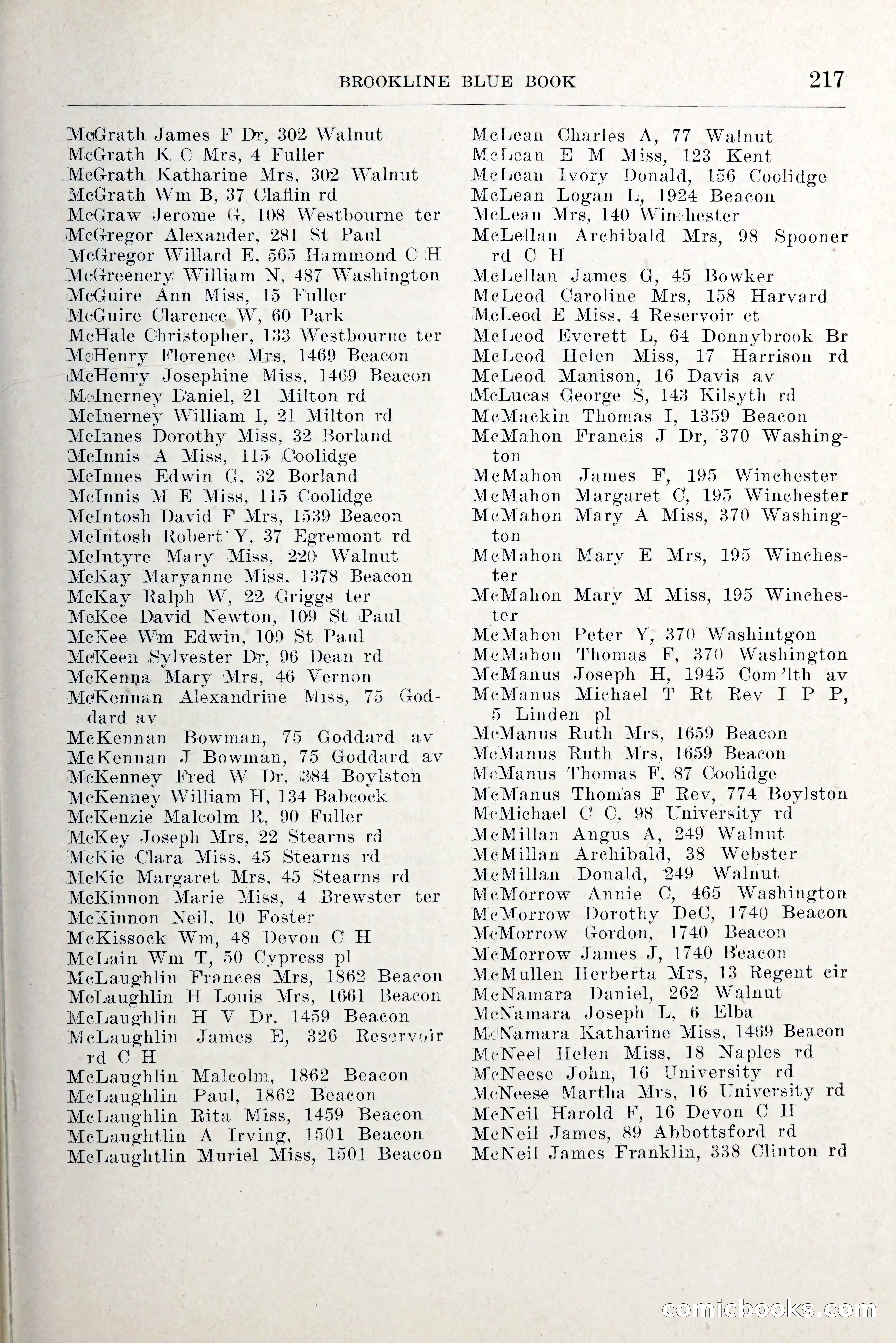 Blue Book of Brookline and Longwood — page 264 of 349