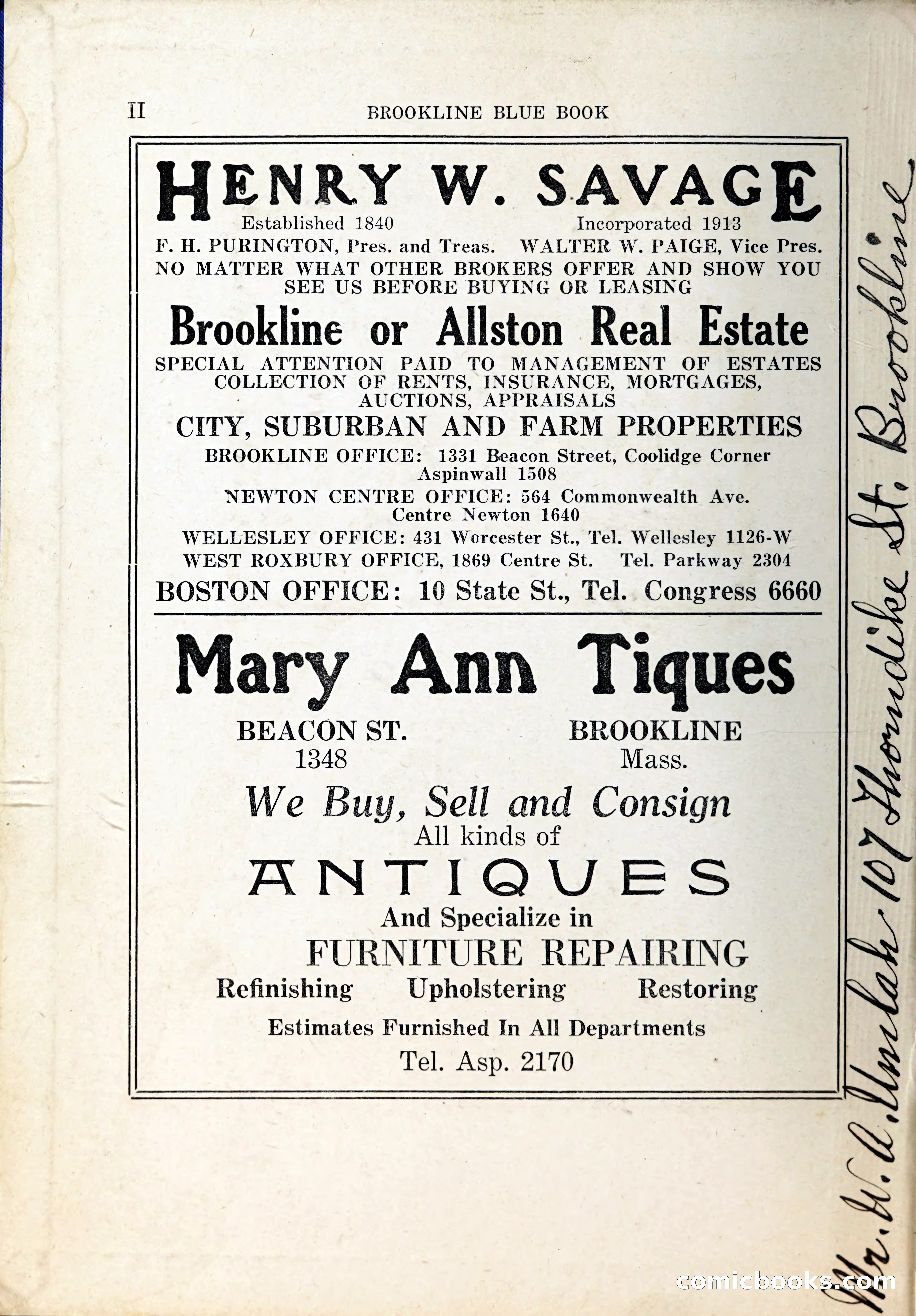 Blue Book of Brookline, 1926 — page 3 of 327