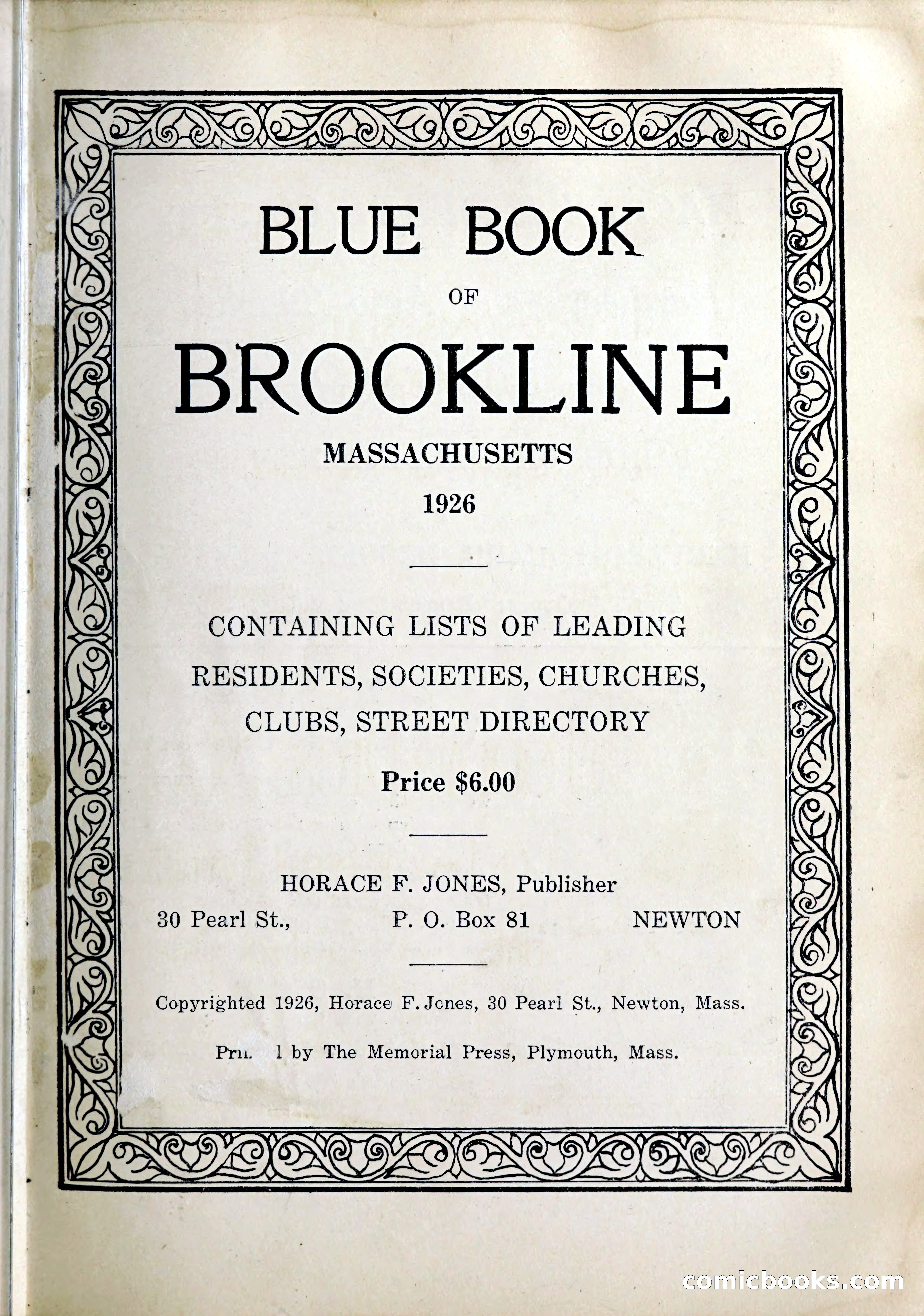 Blue Book of Brookline, 1926 — page 18 of 327