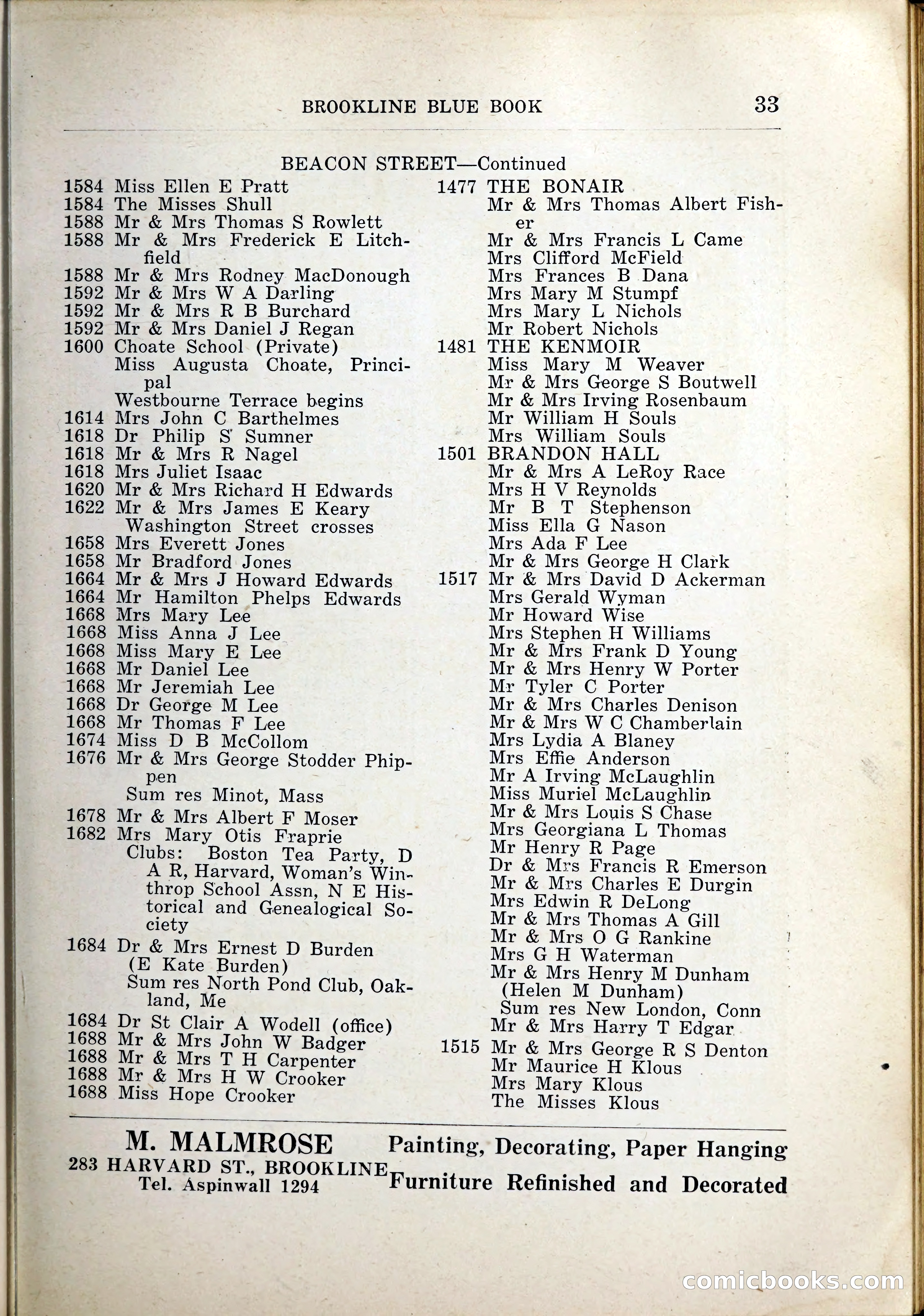 Blue Book of Brookline, 1926 — page 60 of 327