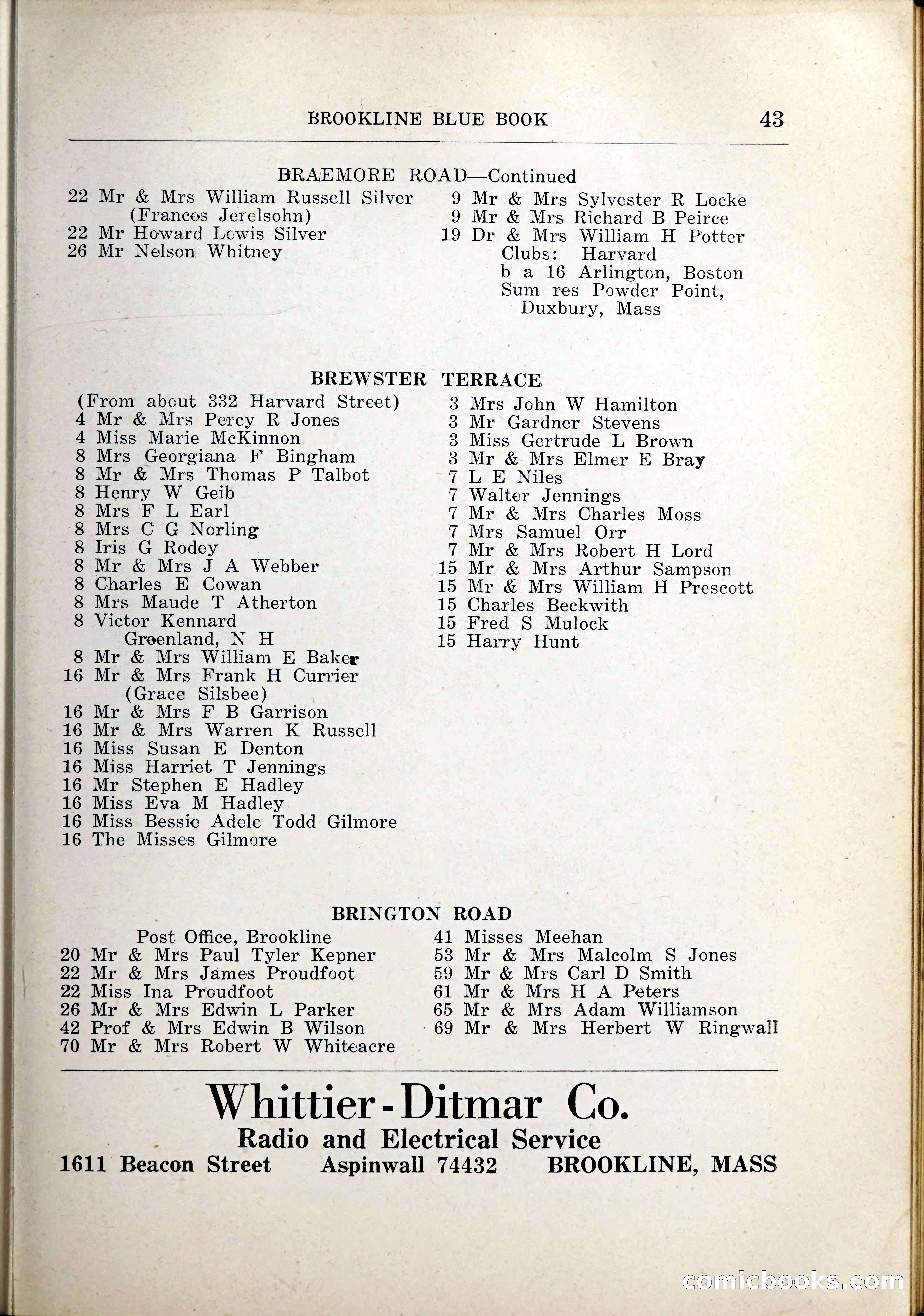Blue Book of Brookline, 1926 — page 70 of 327