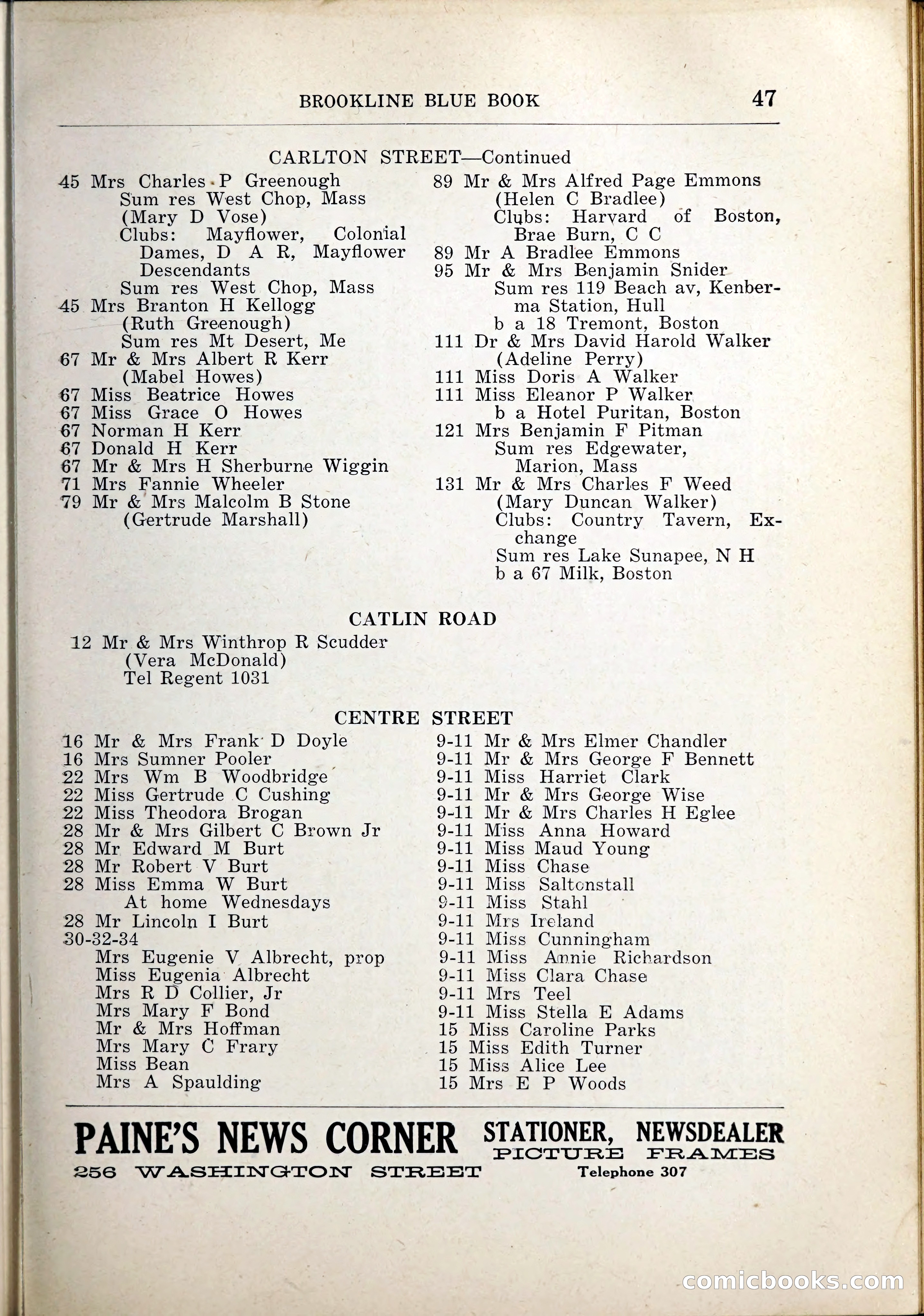 Blue Book of Brookline, 1926 — page 74 of 327