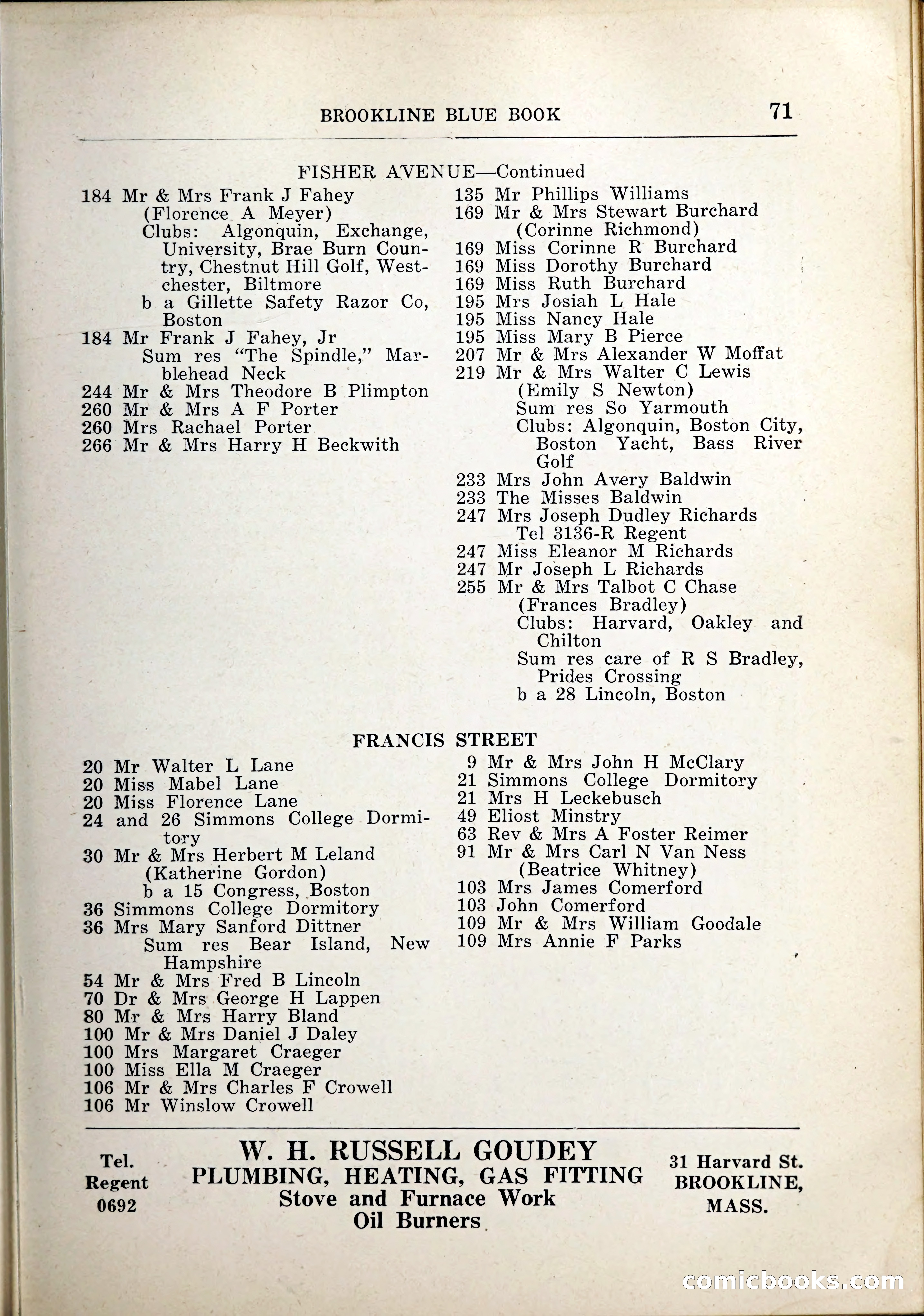 Blue Book of Brookline, 1926 — page 104 of 327