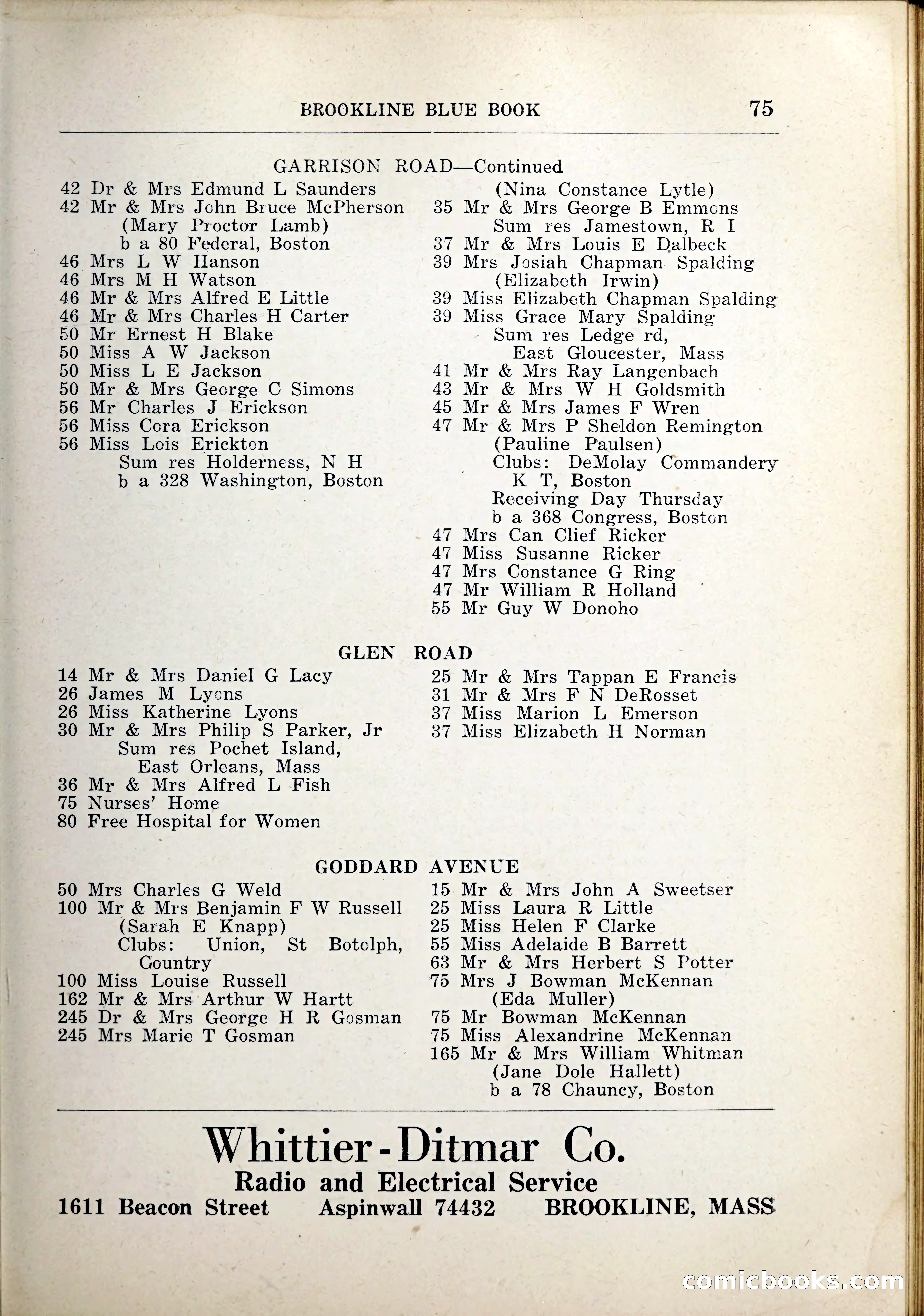 Blue Book of Brookline, 1926 — page 108 of 327
