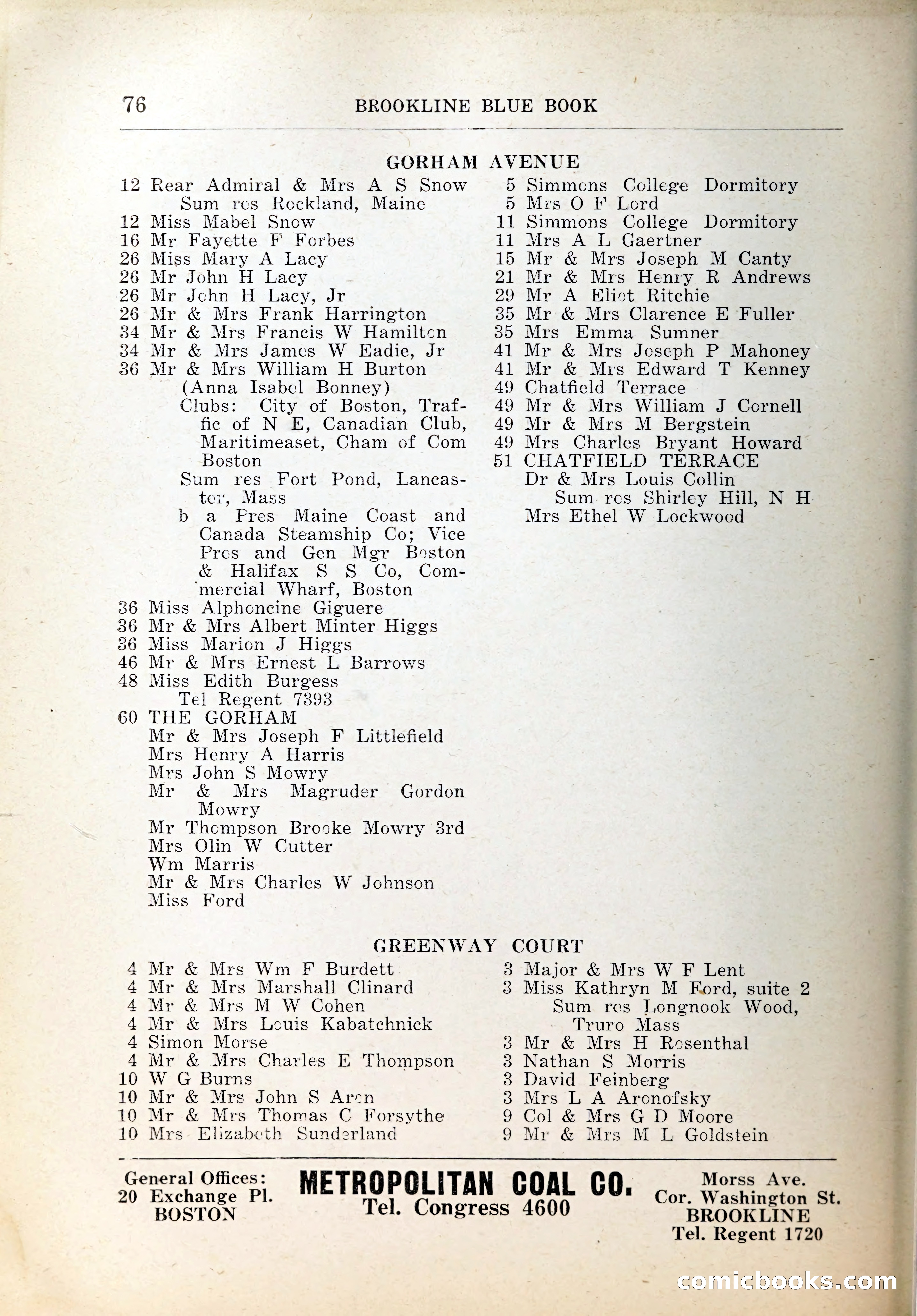 Blue Book of Brookline, 1926 — page 109 of 327