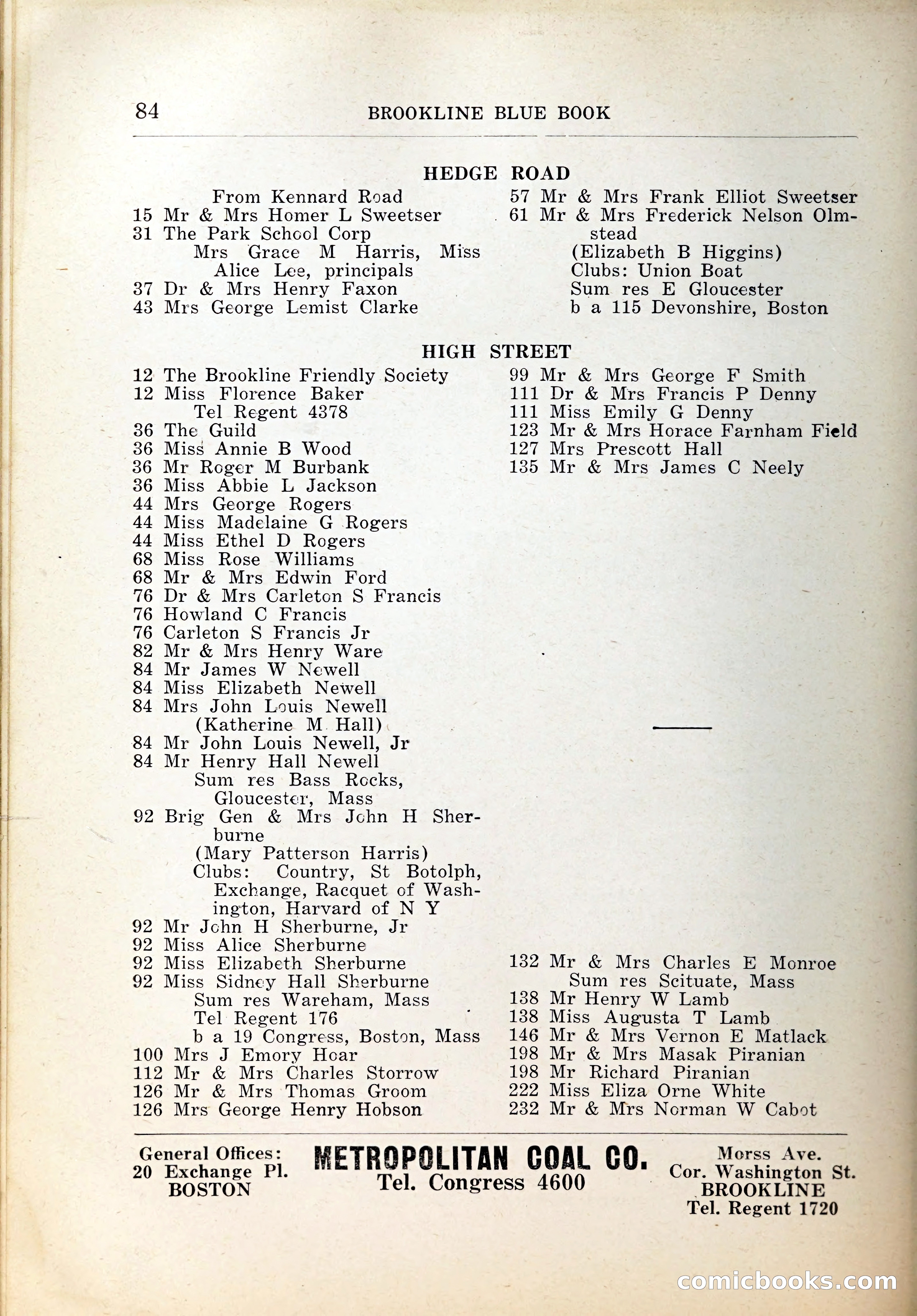 Blue Book of Brookline, 1926 — page 117 of 327