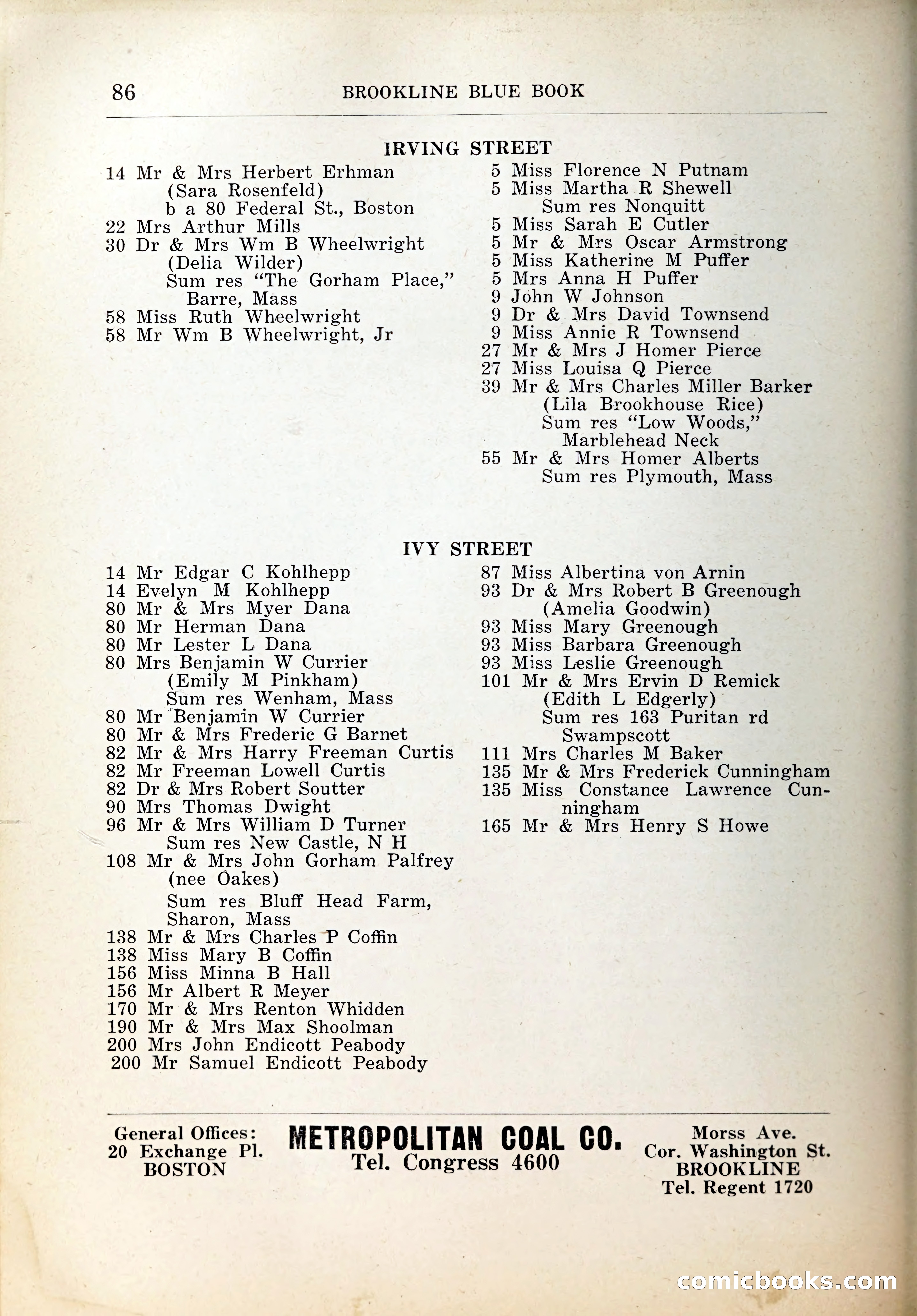Blue Book of Brookline, 1926 — page 119 of 327