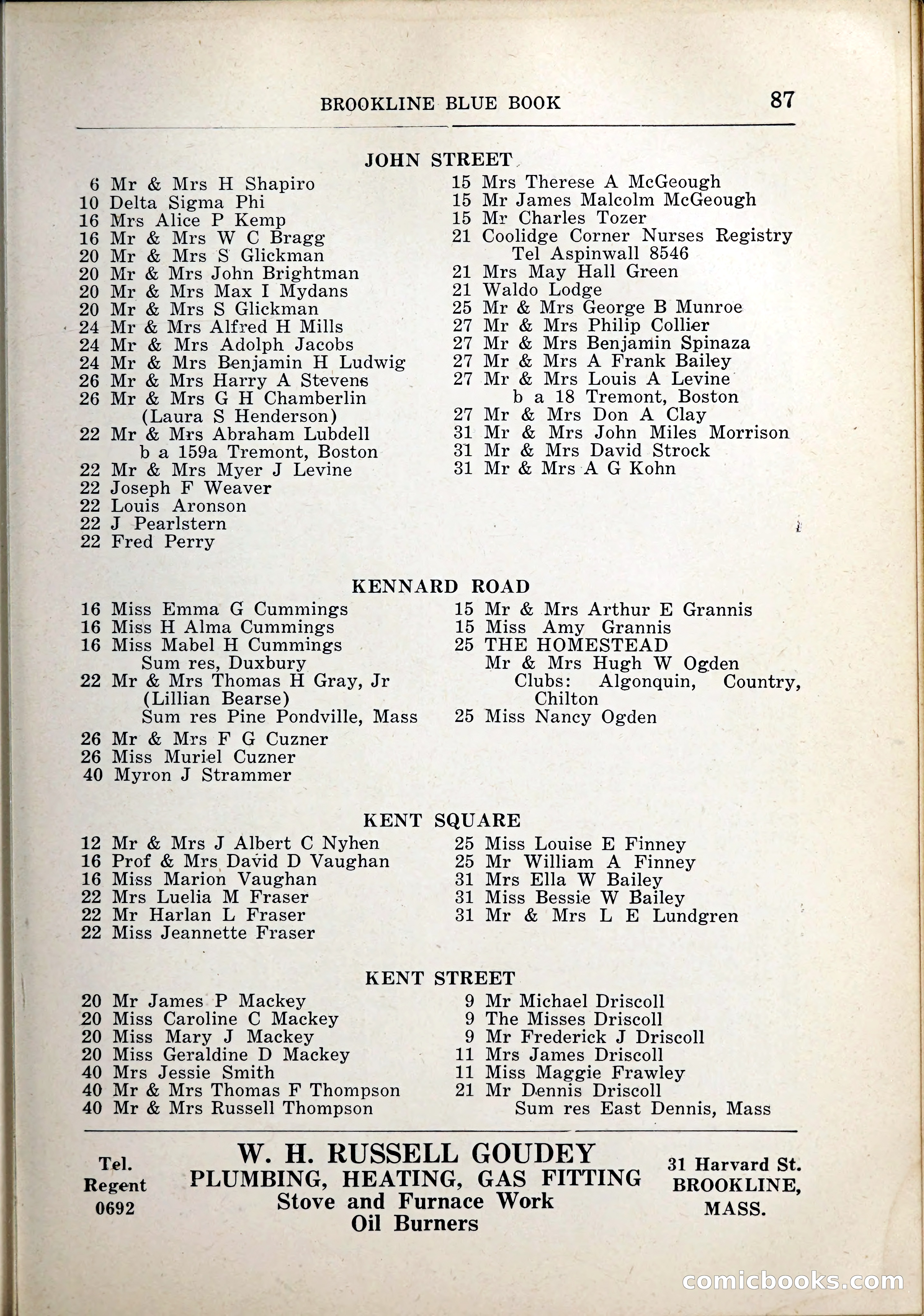 Blue Book of Brookline, 1926 — page 120 of 327