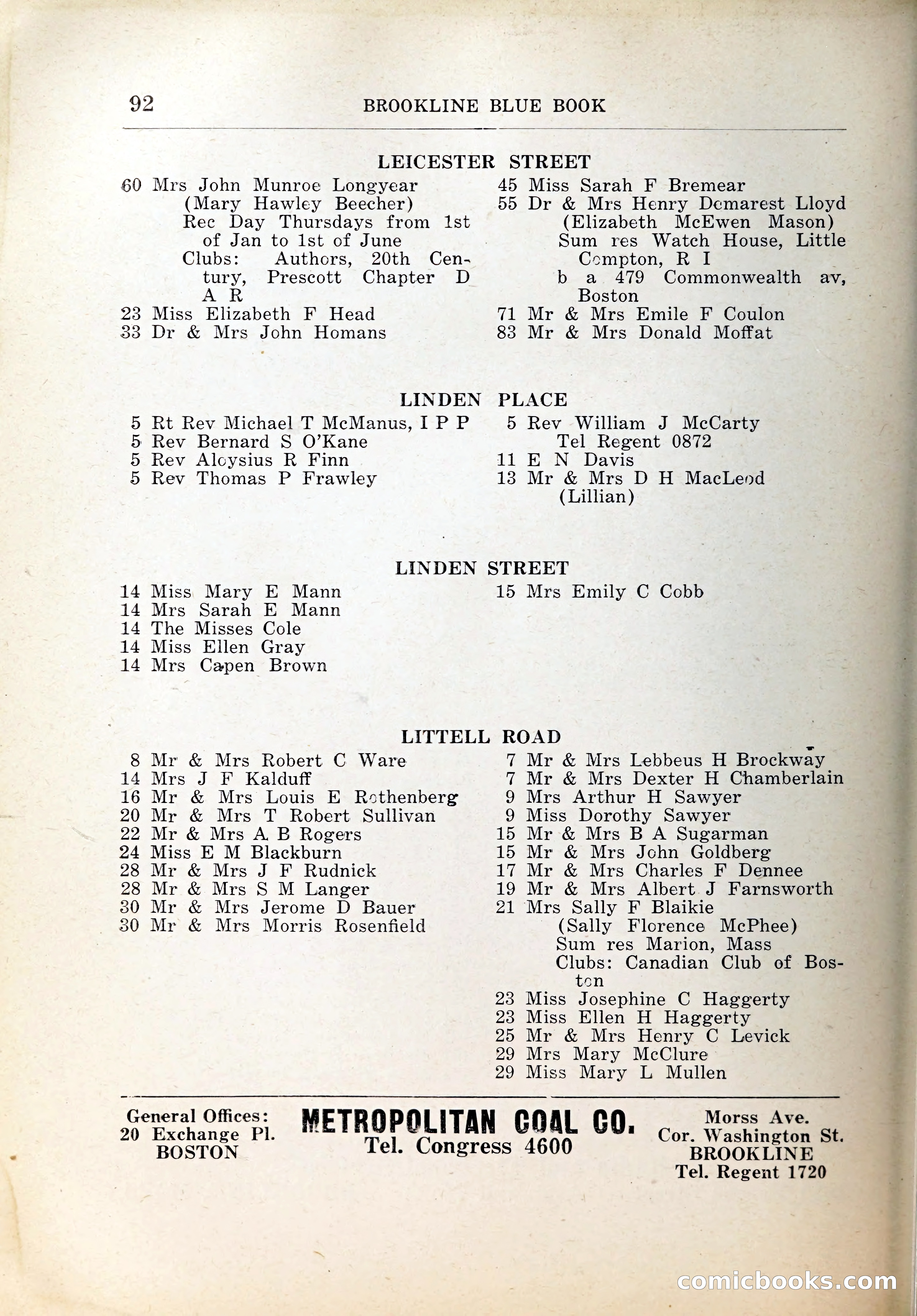 Blue Book of Brookline, 1926 — page 125 of 327