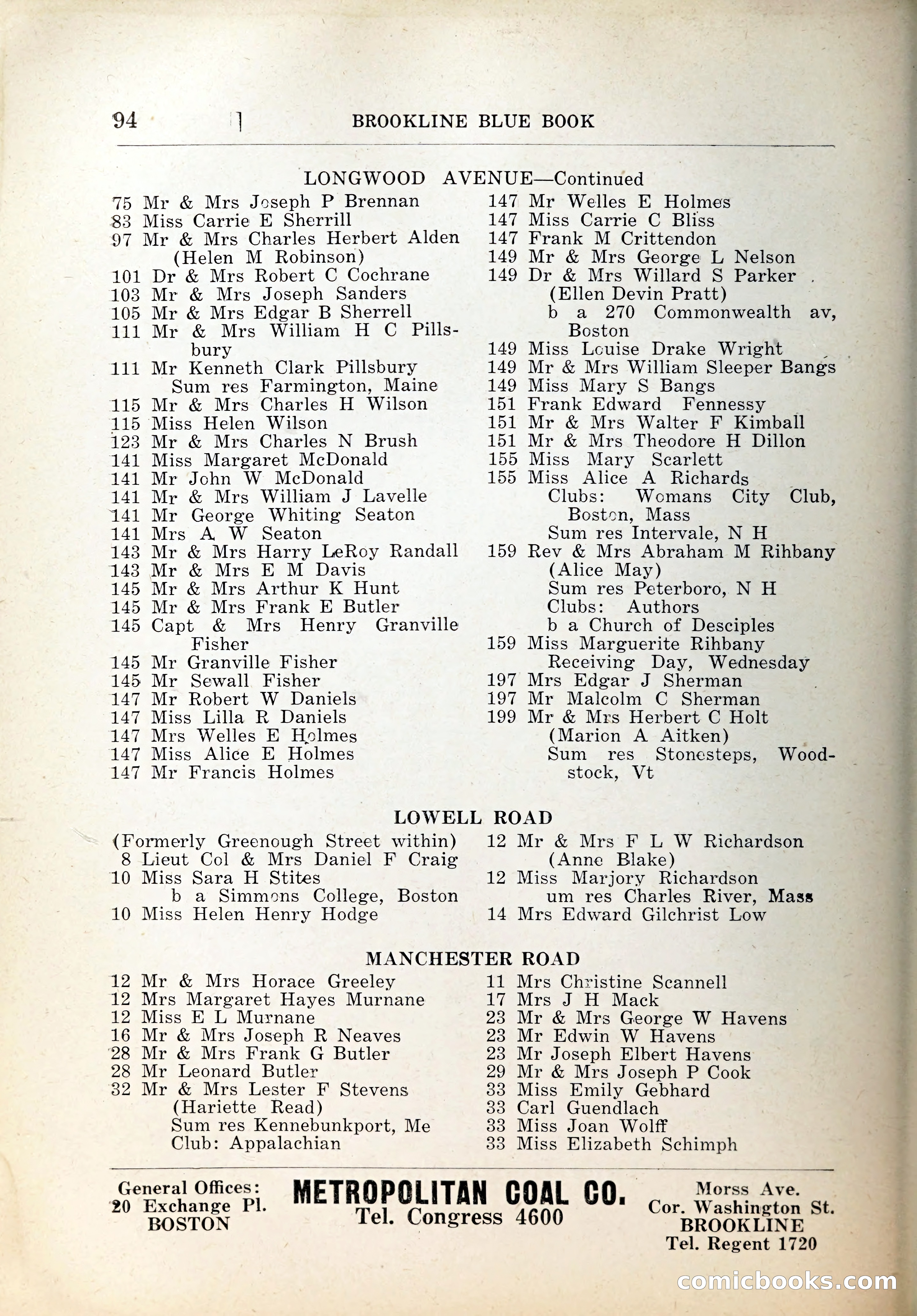 Blue Book of Brookline, 1926 — page 127 of 327