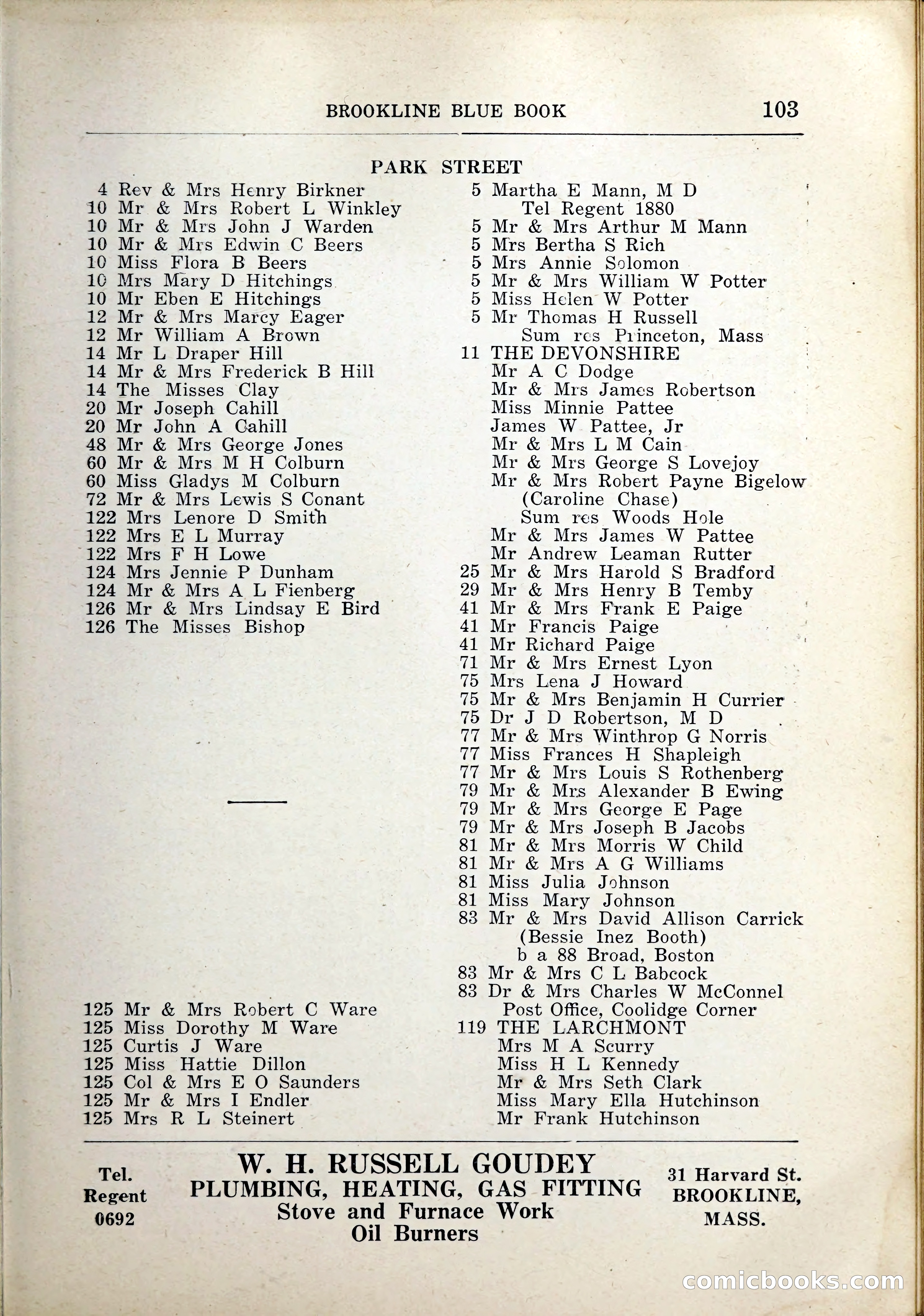 Blue Book of Brookline, 1926 — page 136 of 327