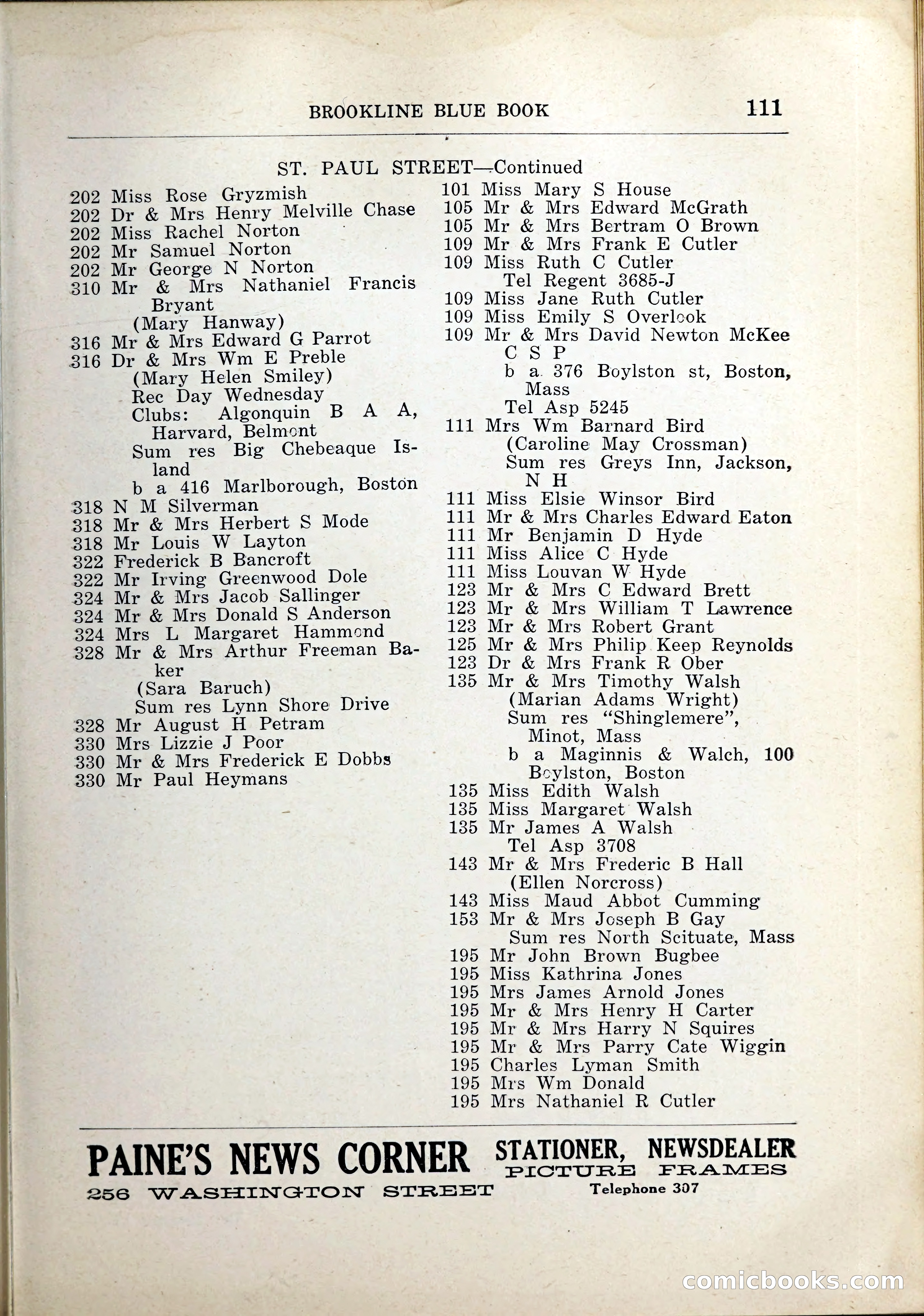 Blue Book of Brookline, 1926 — page 144 of 327