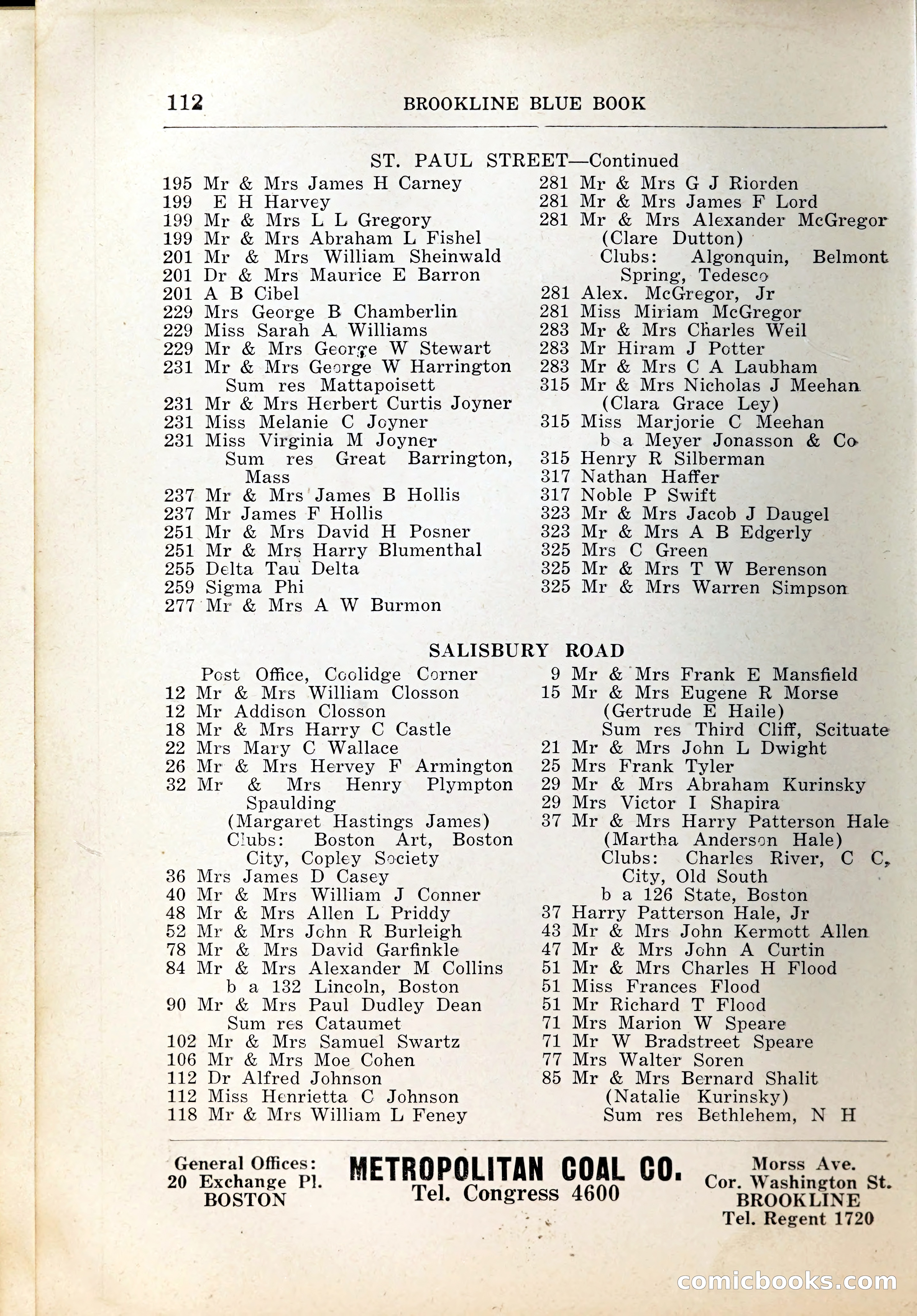 Blue Book of Brookline, 1926 — page 145 of 327