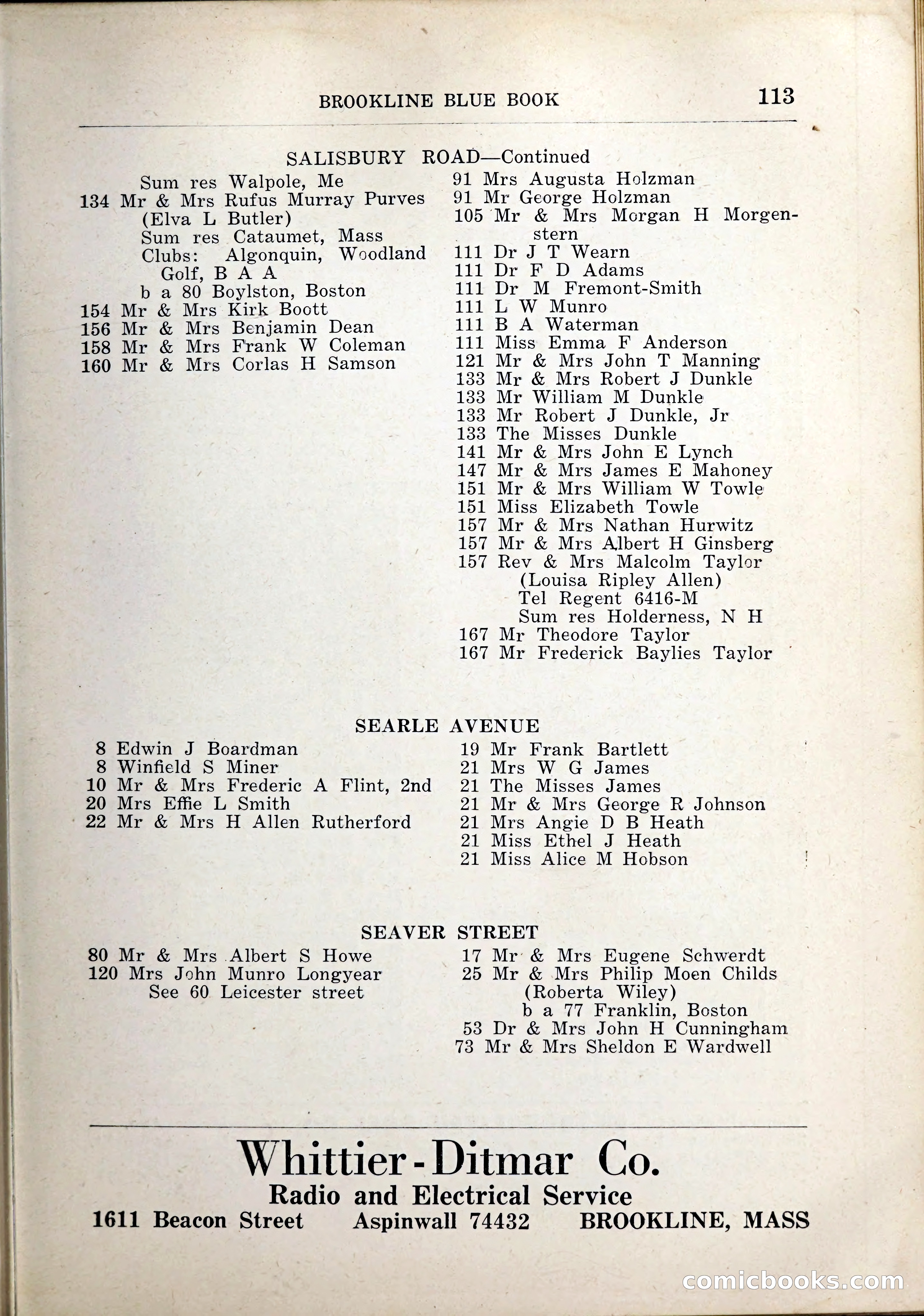 Blue Book of Brookline, 1926 — page 148 of 327