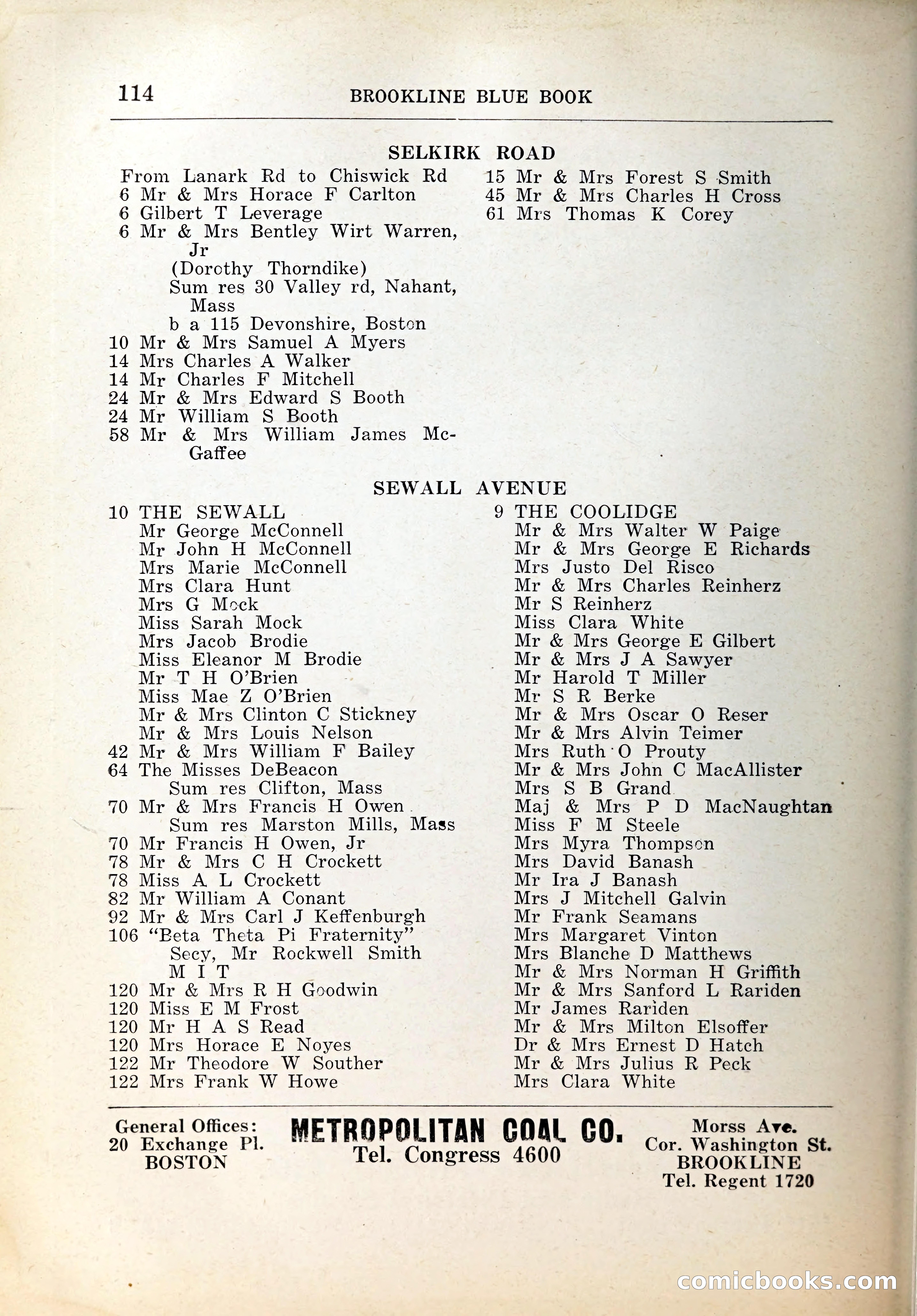 Blue Book of Brookline, 1926 — page 149 of 327