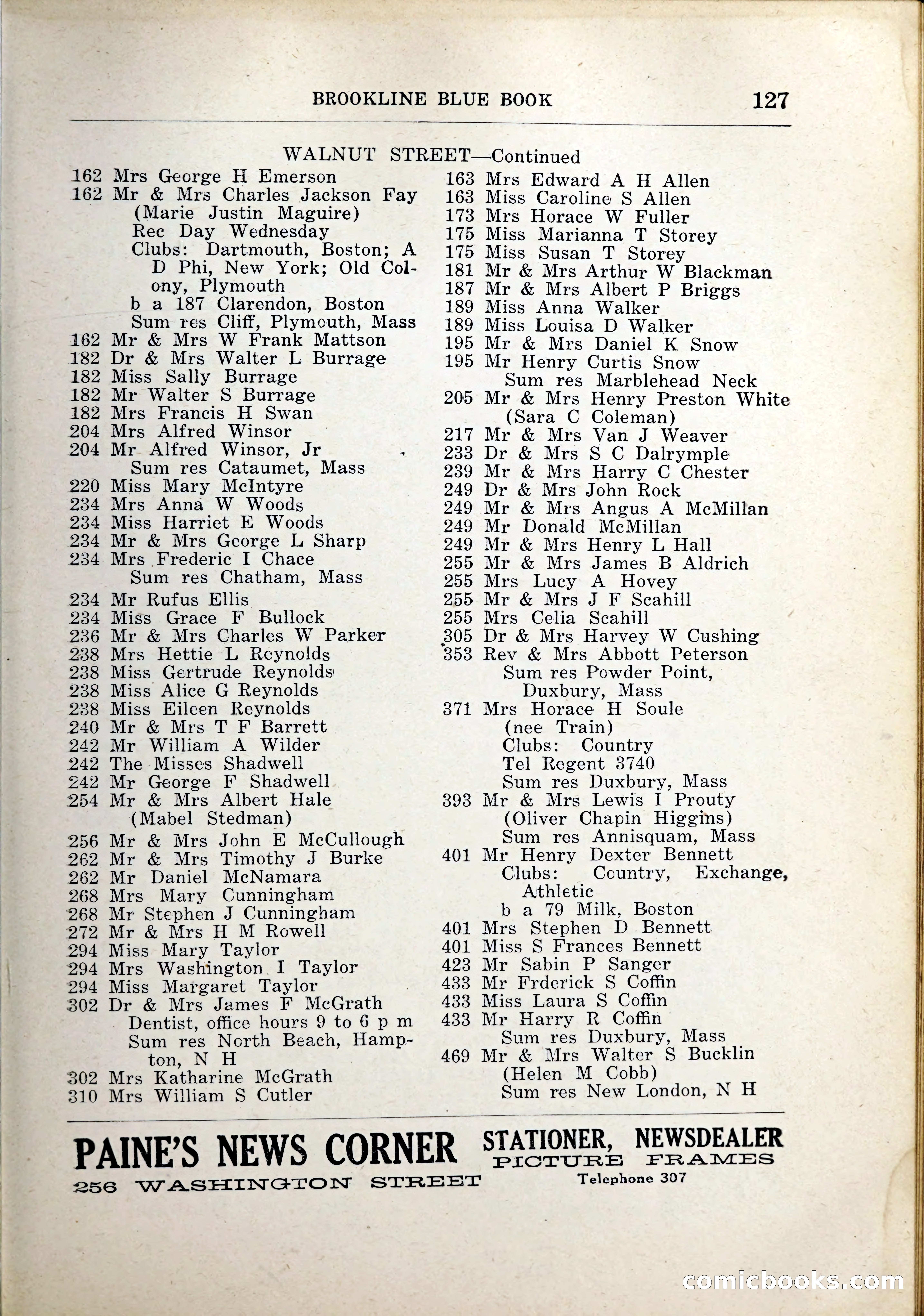 Blue Book of Brookline, 1926 — page 162 of 327