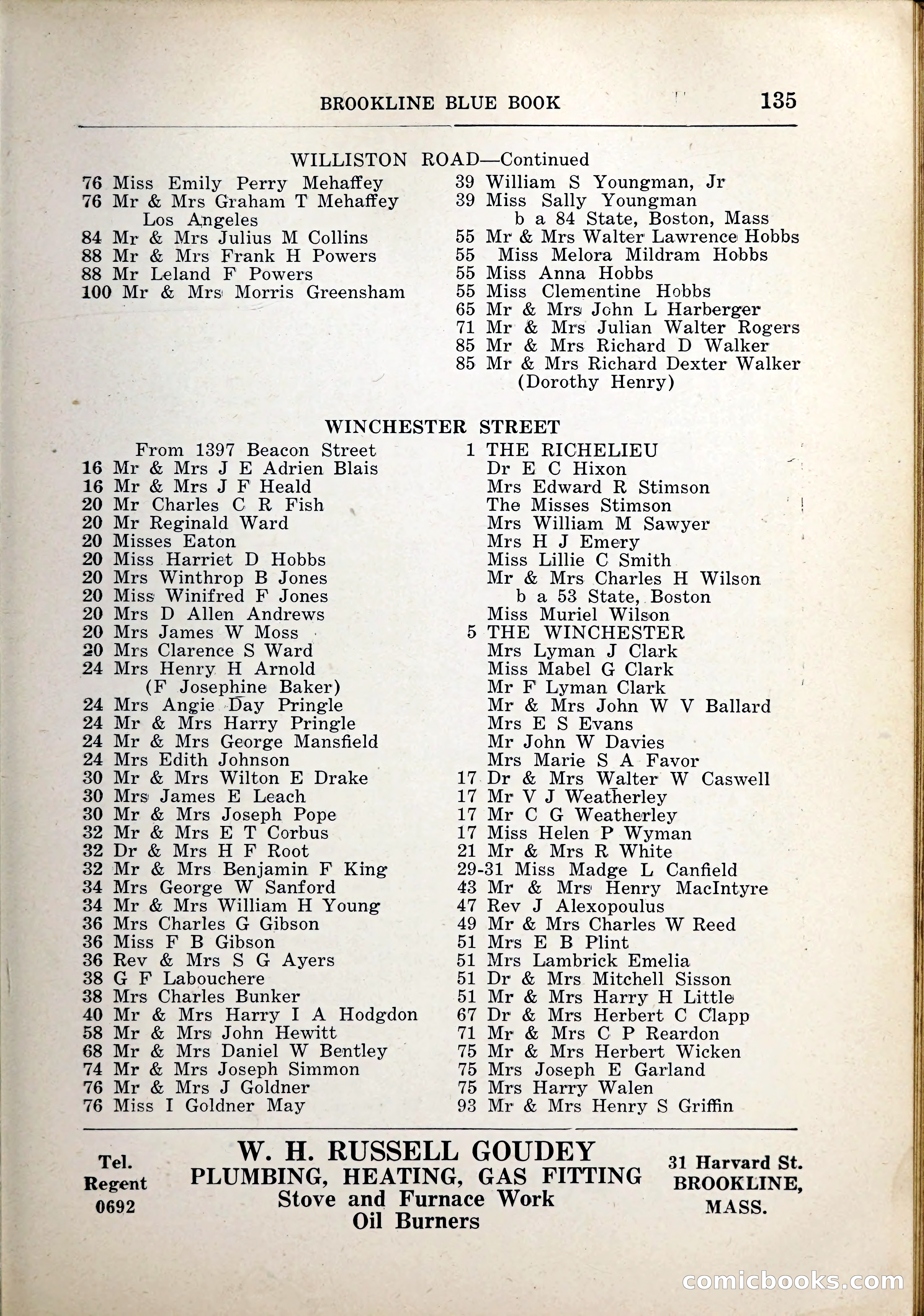 Blue Book of Brookline, 1926 — page 170 of 327