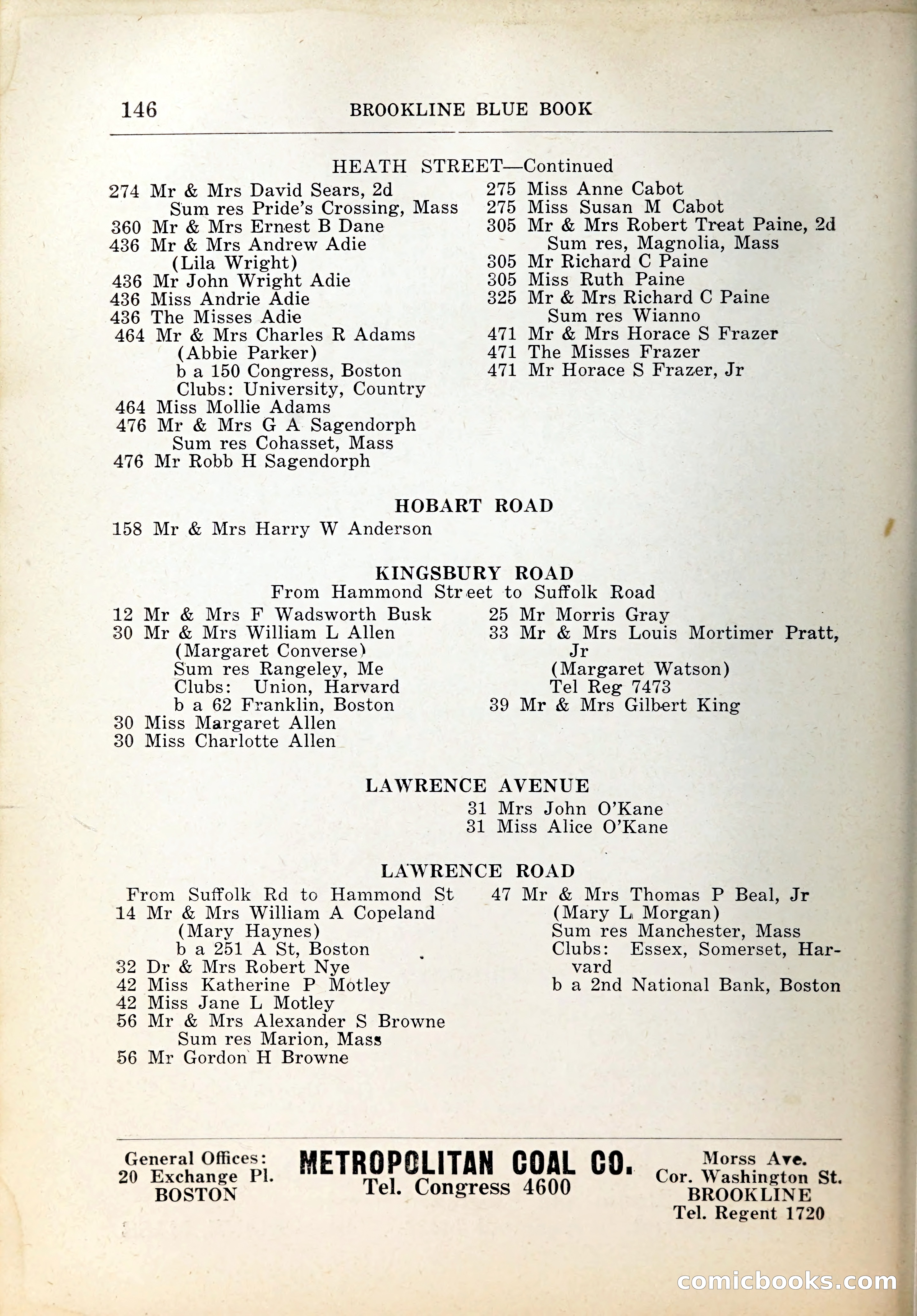 Blue Book of Brookline, 1926 — page 181 of 327