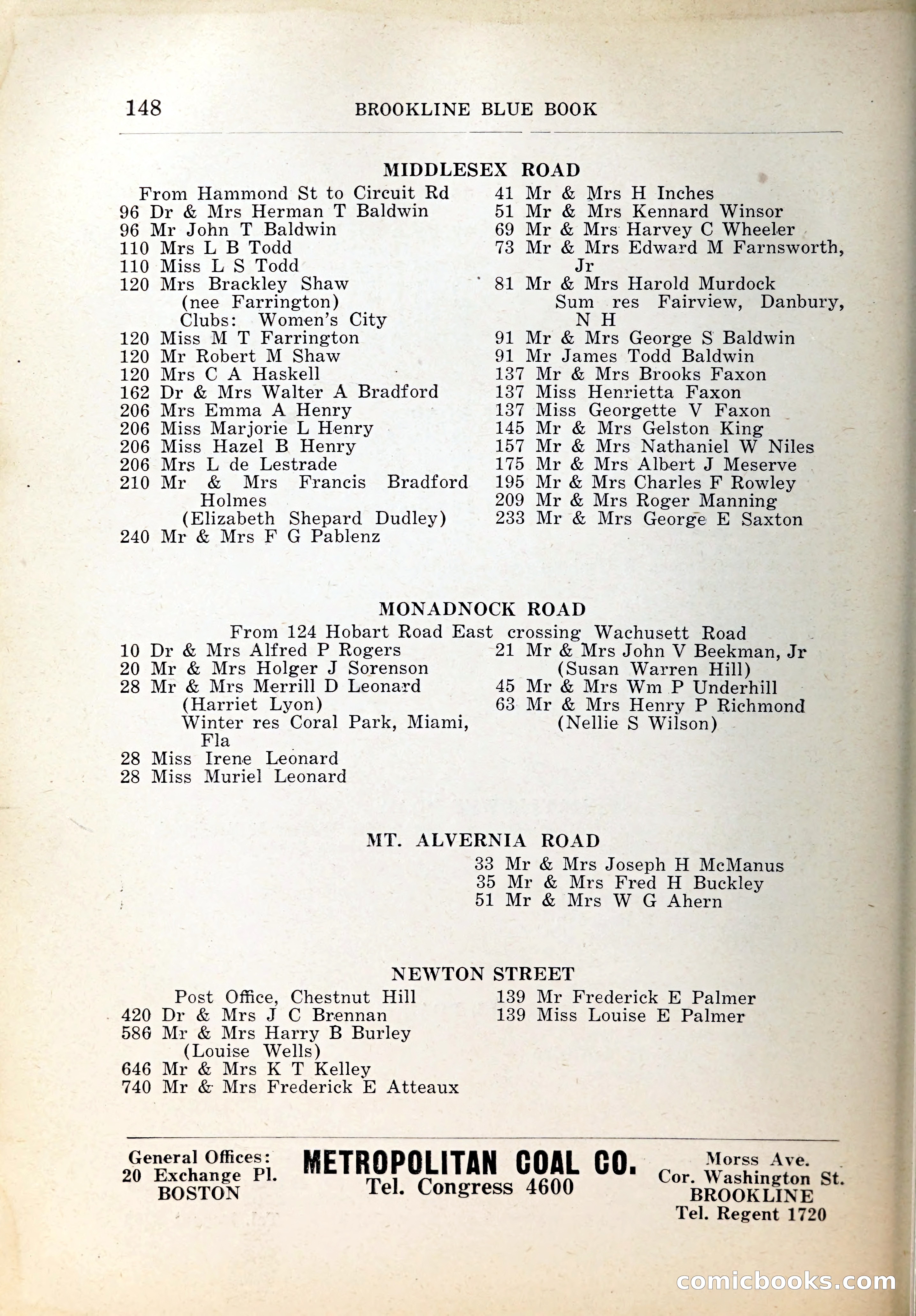 Blue Book of Brookline, 1926 — page 183 of 327