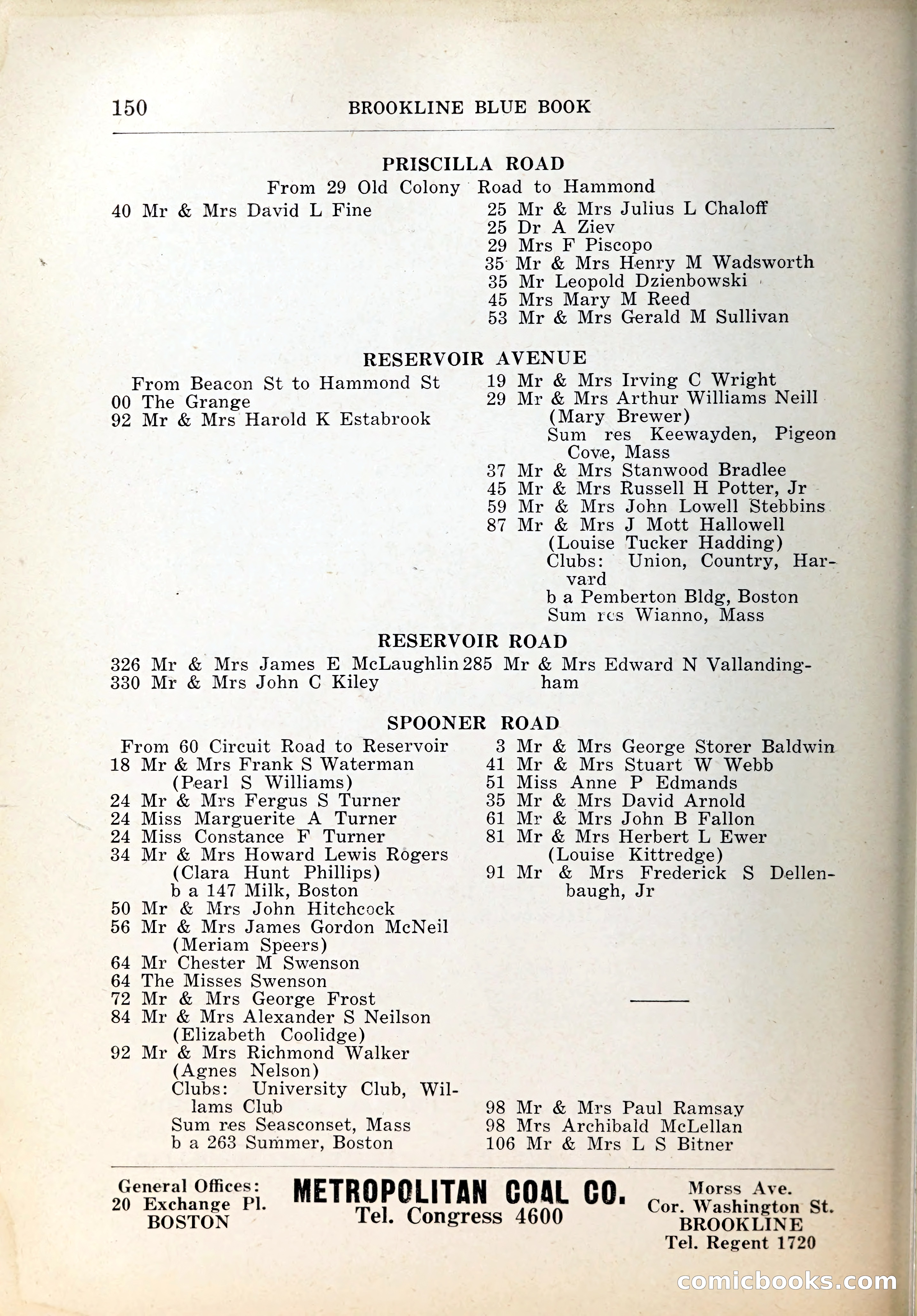 Blue Book of Brookline, 1926 — page 185 of 327