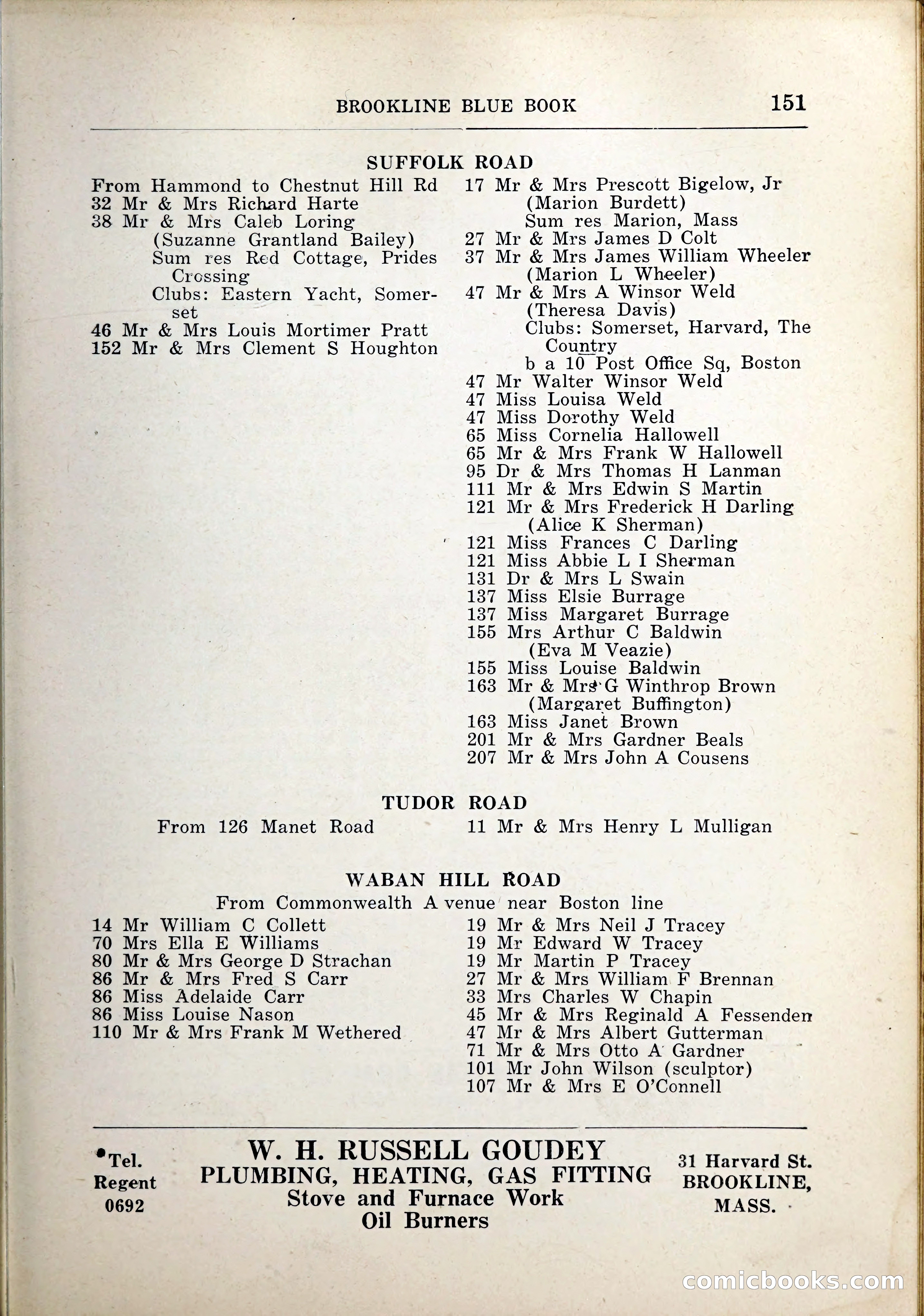 Blue Book of Brookline, 1926 — page 186 of 327