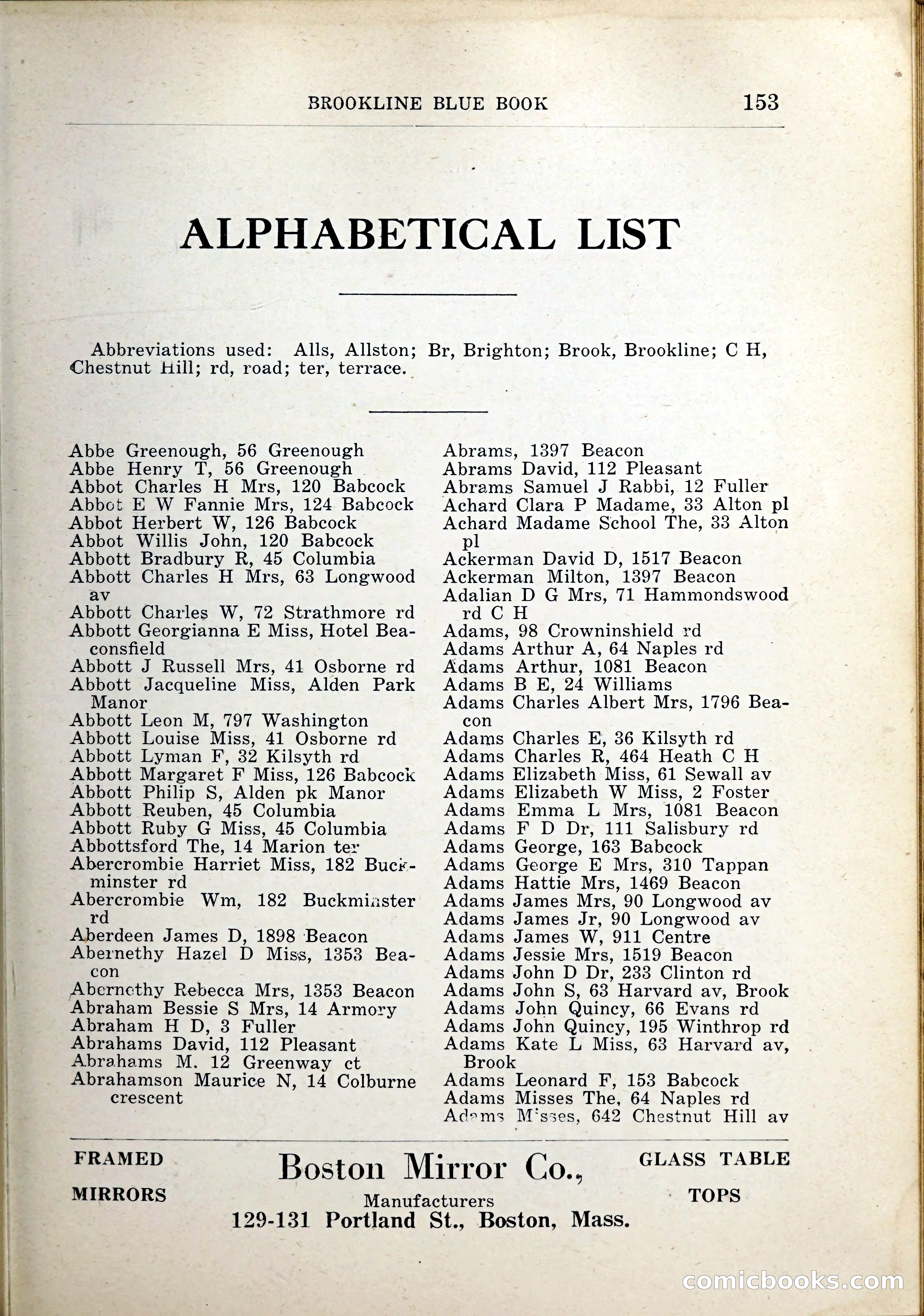 Blue Book of Brookline, 1926 — page 188 of 327